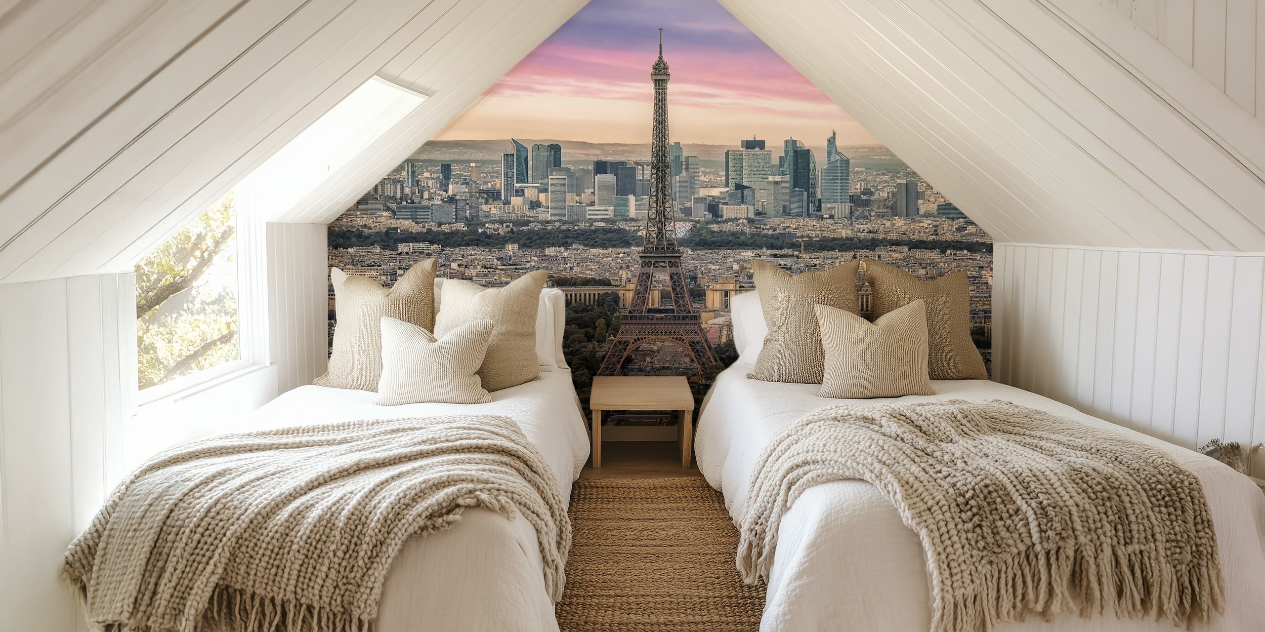 Pink sunset em Paris com a Torre Eiffel