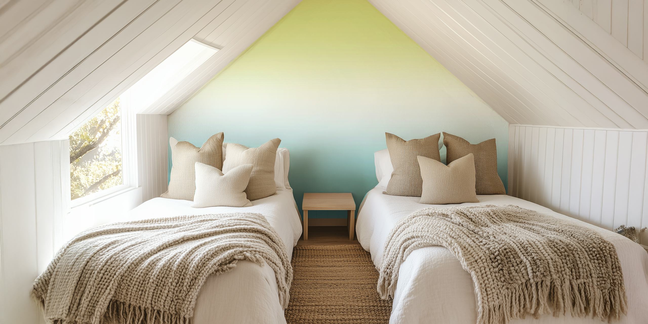 Gradient wallpaper in lime green, light blue, and white