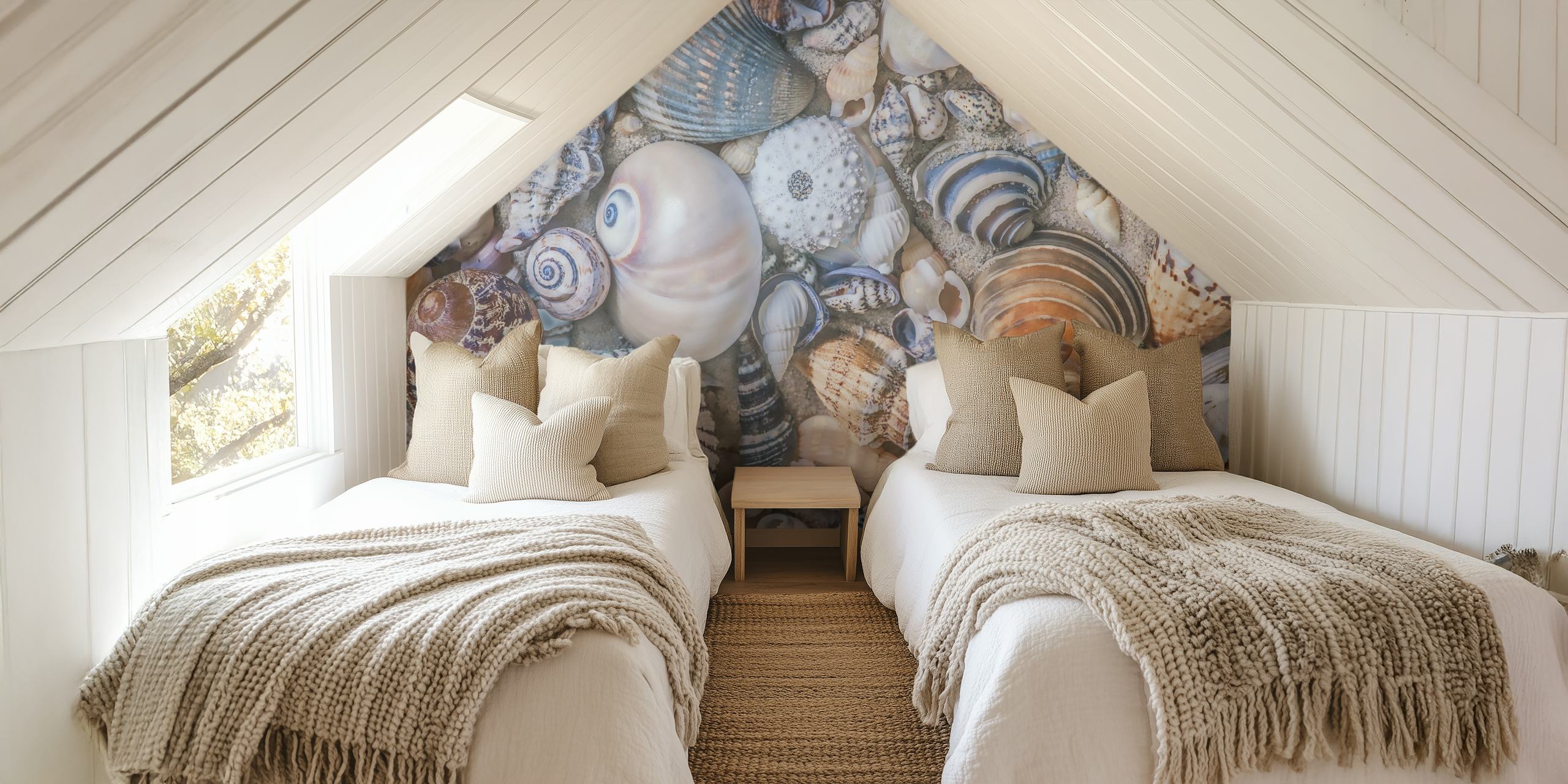 Diseño de papel pintado Seashell Paradise en una habitación