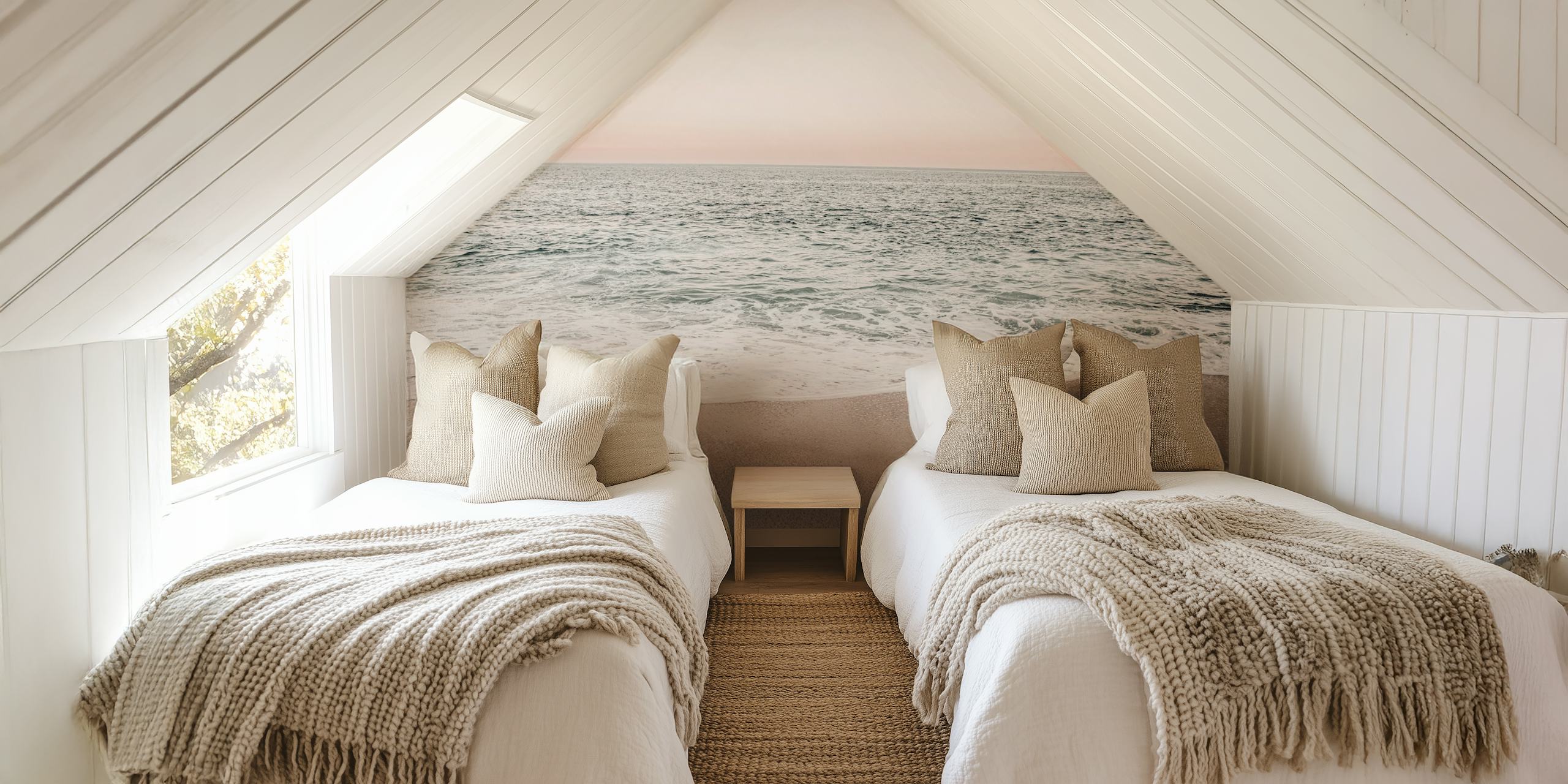 Pastel Mediterranean Sea behang in een kamer