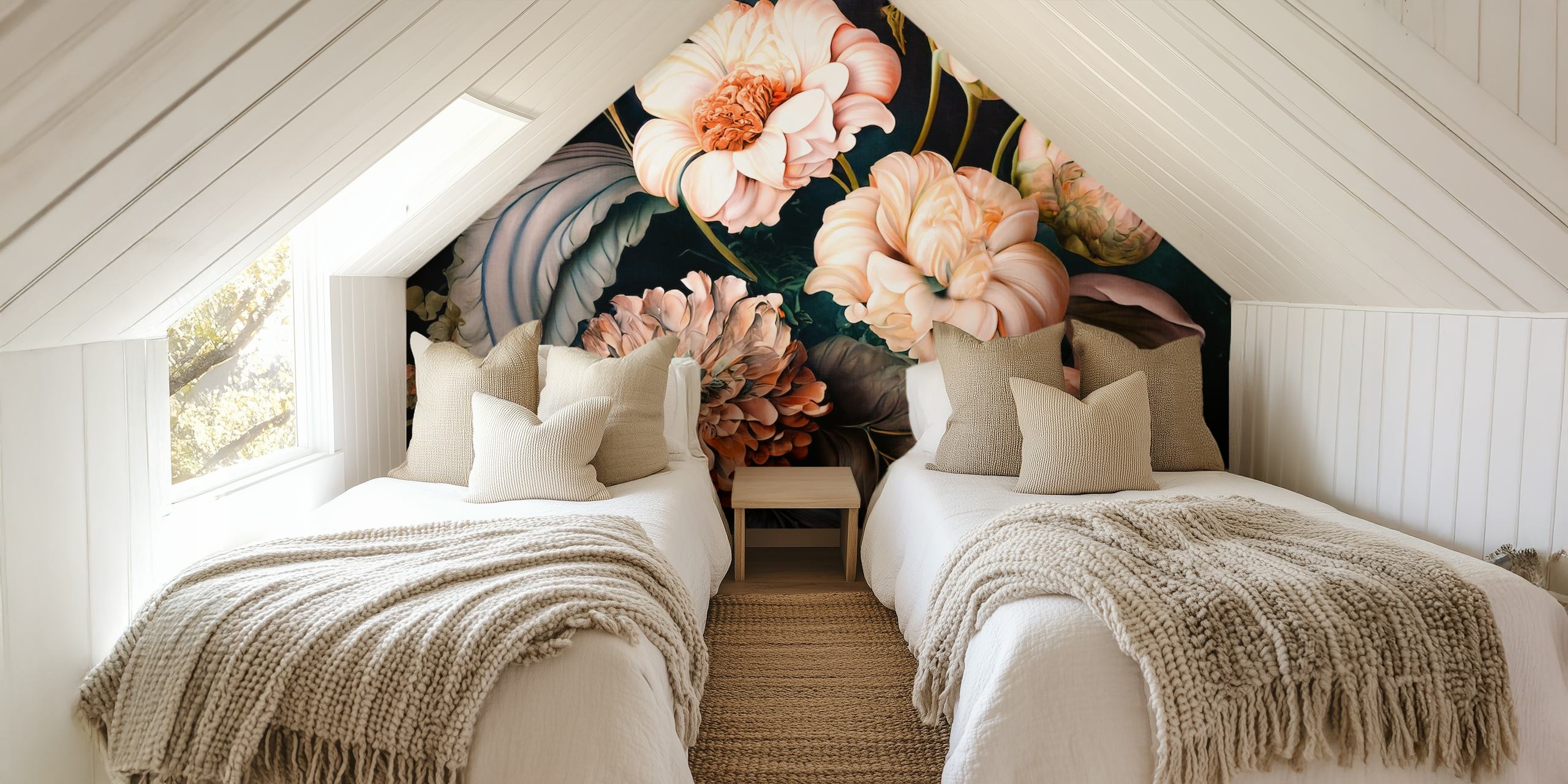 Blush fall flower bouquet tapet i ett rum