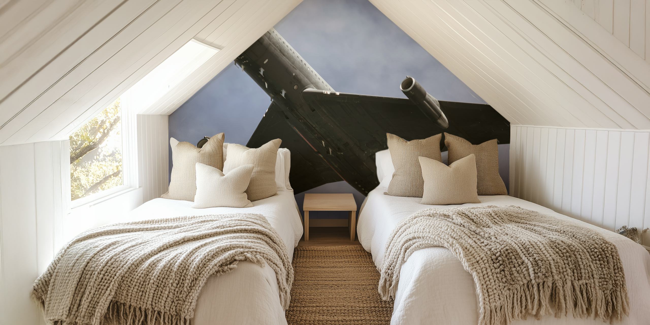 Vintage airplane design with dark gray tones wallpaper