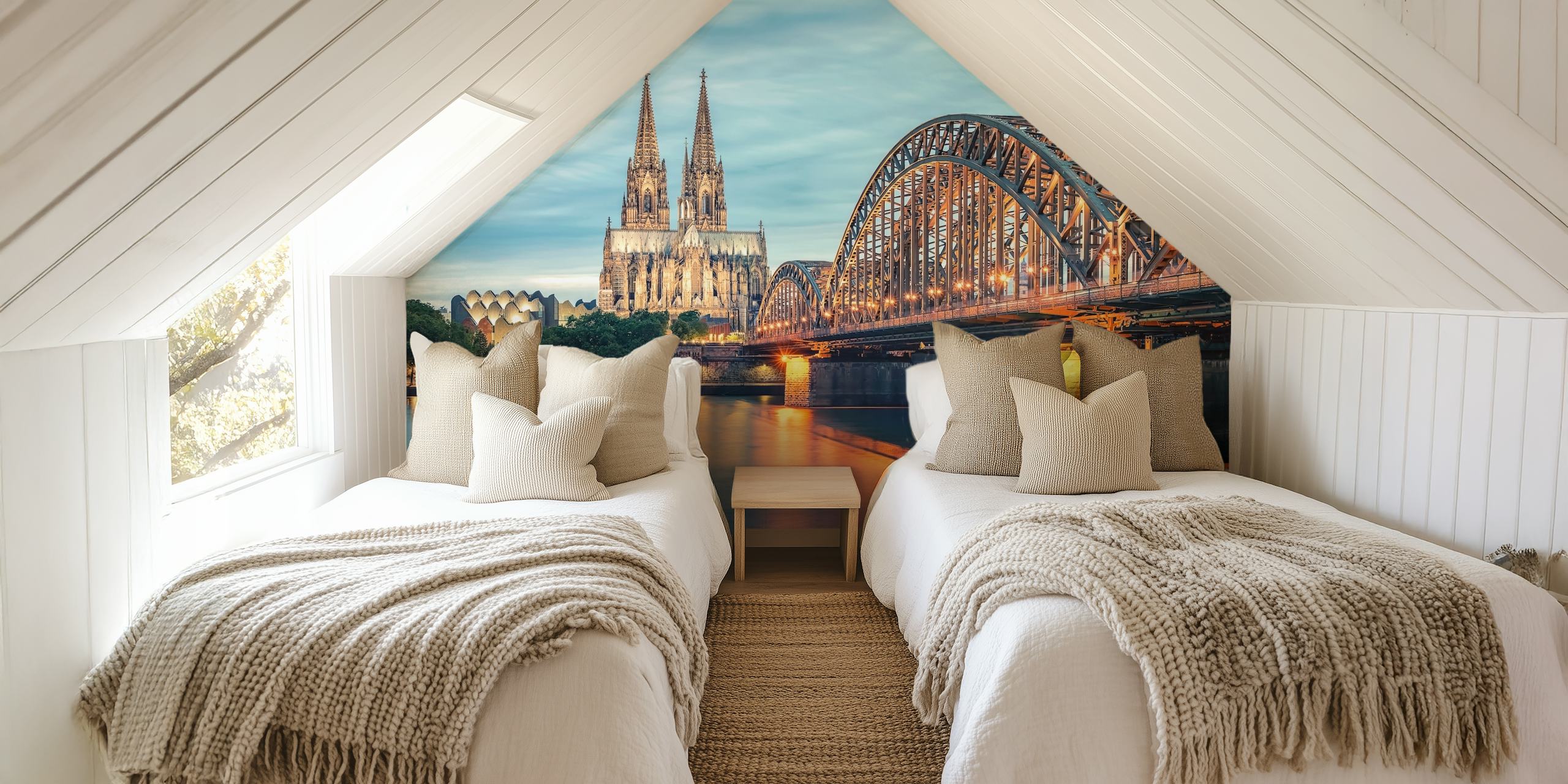 Cologne skyline wallpaper in a room