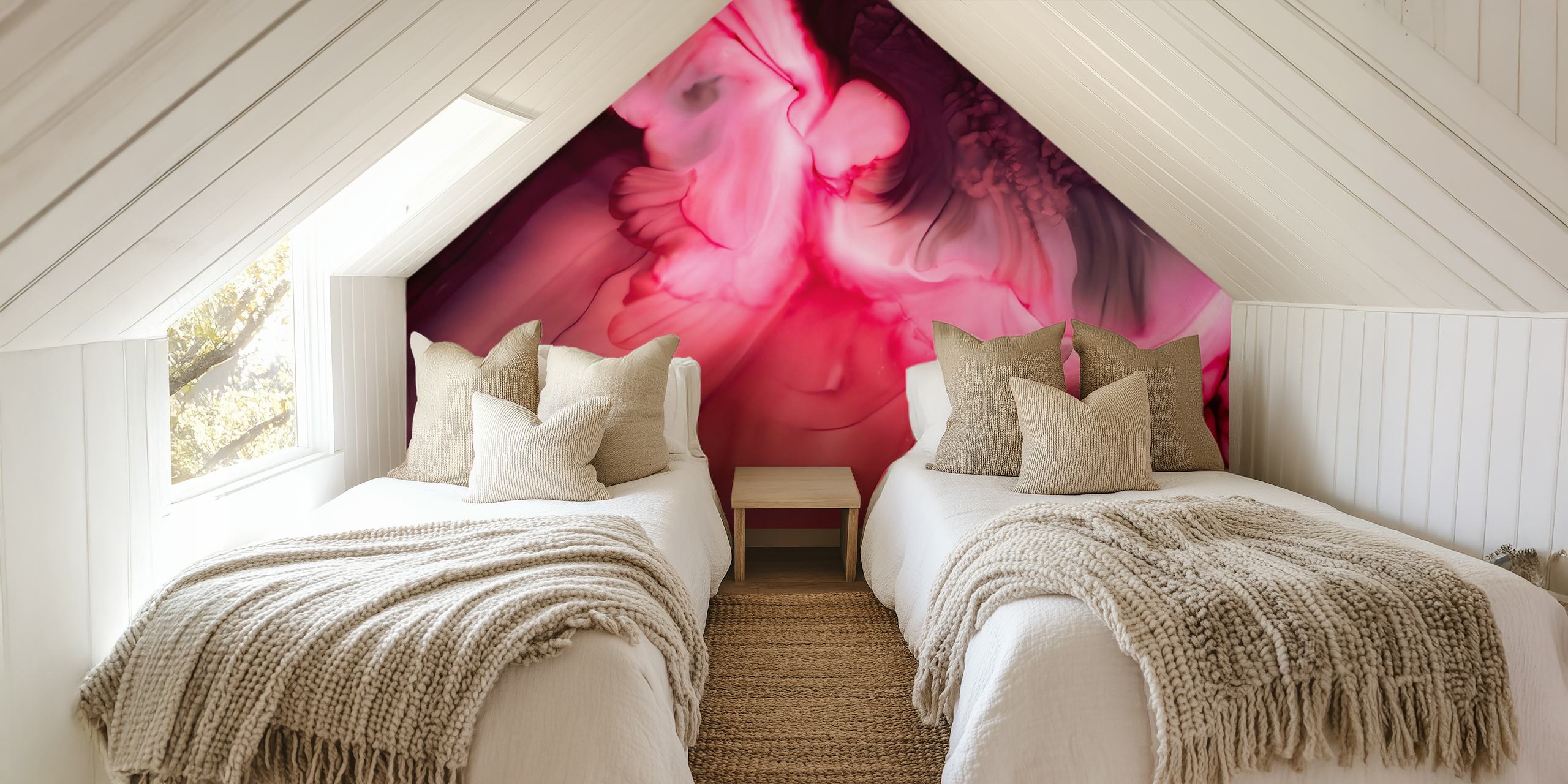 Carta da parati Pink ink abstract in un ambiente