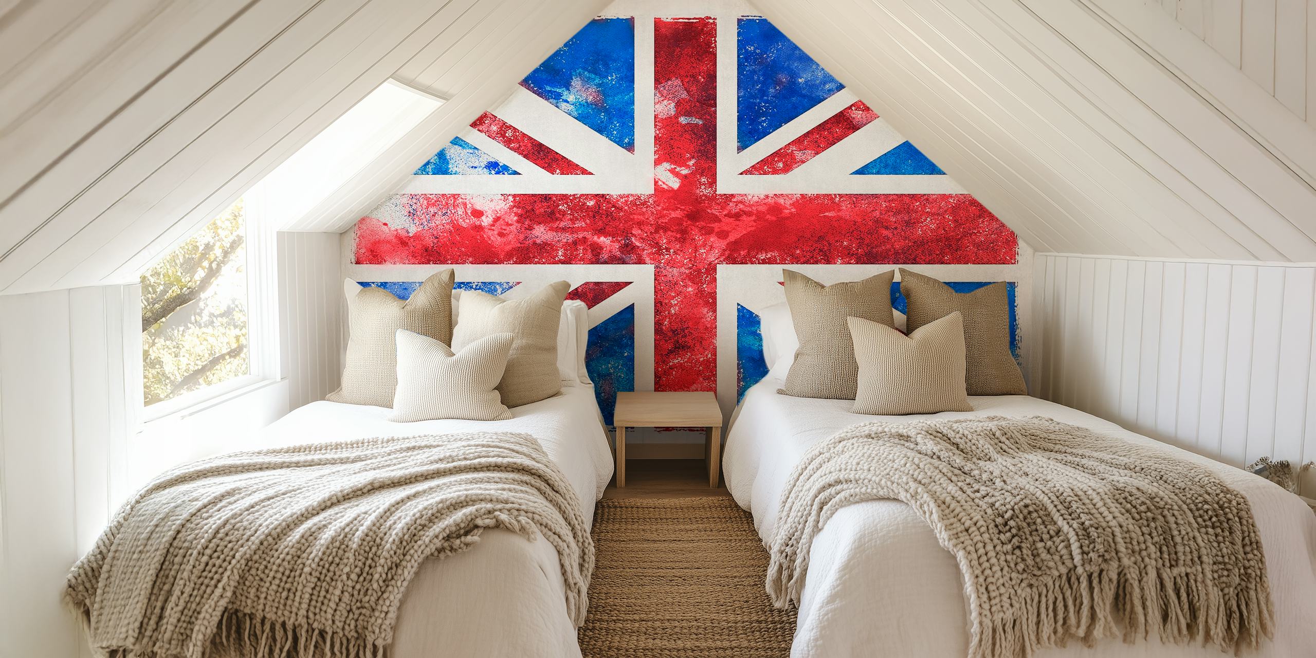 Vibrant distressed Union Jack UK Flag muurschildering