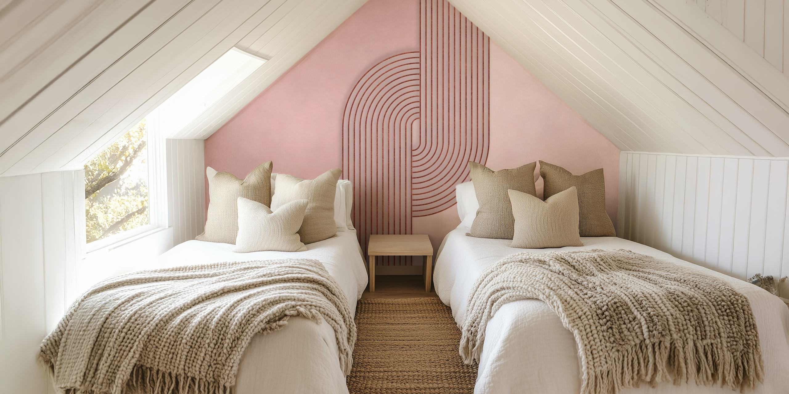 Bauhaus Twist Mid Century Modern wallpaper in room