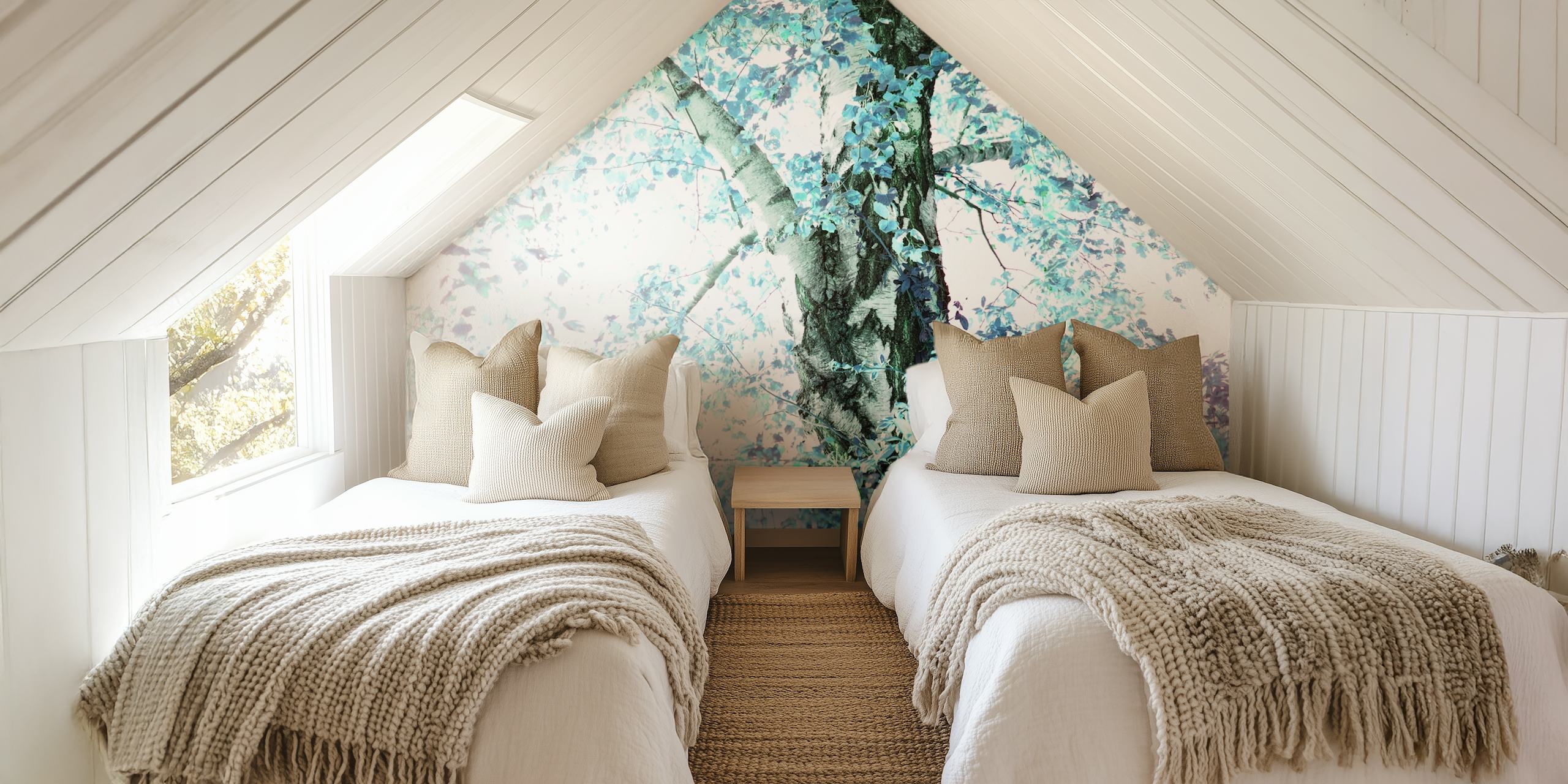 Dreamy Birch Tree 2 wallpaper in interior setting.