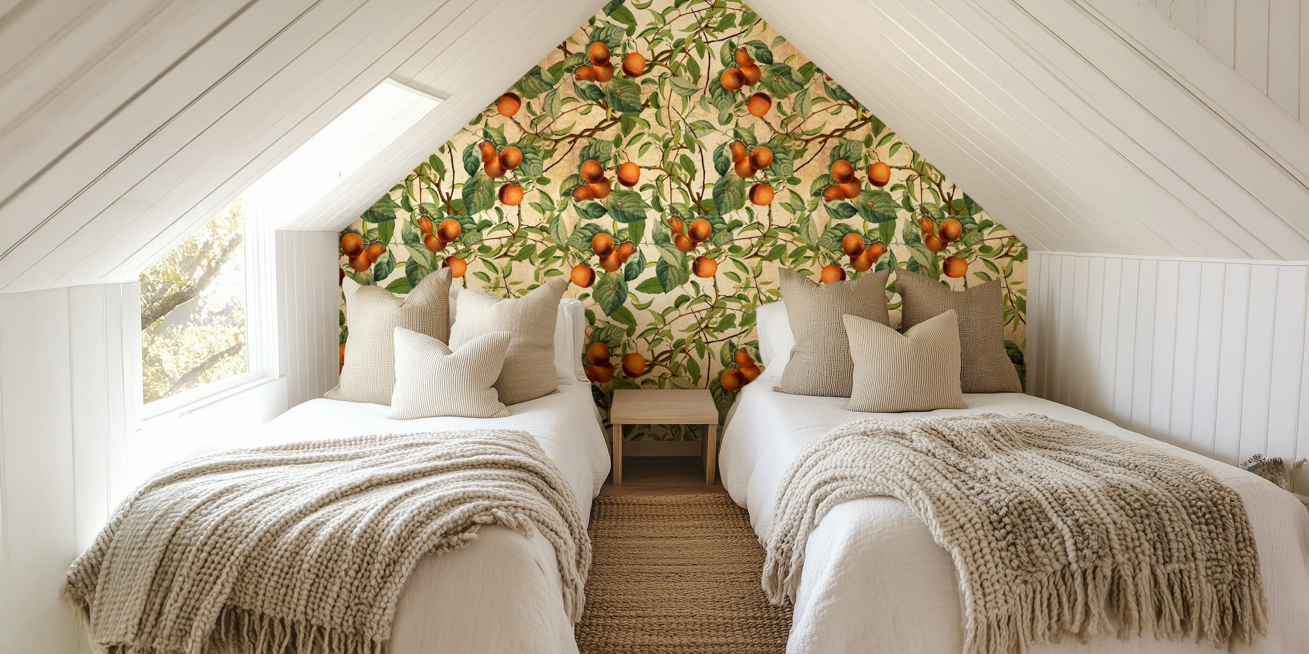 Vintage Fruit Pattern wallpaper in a room