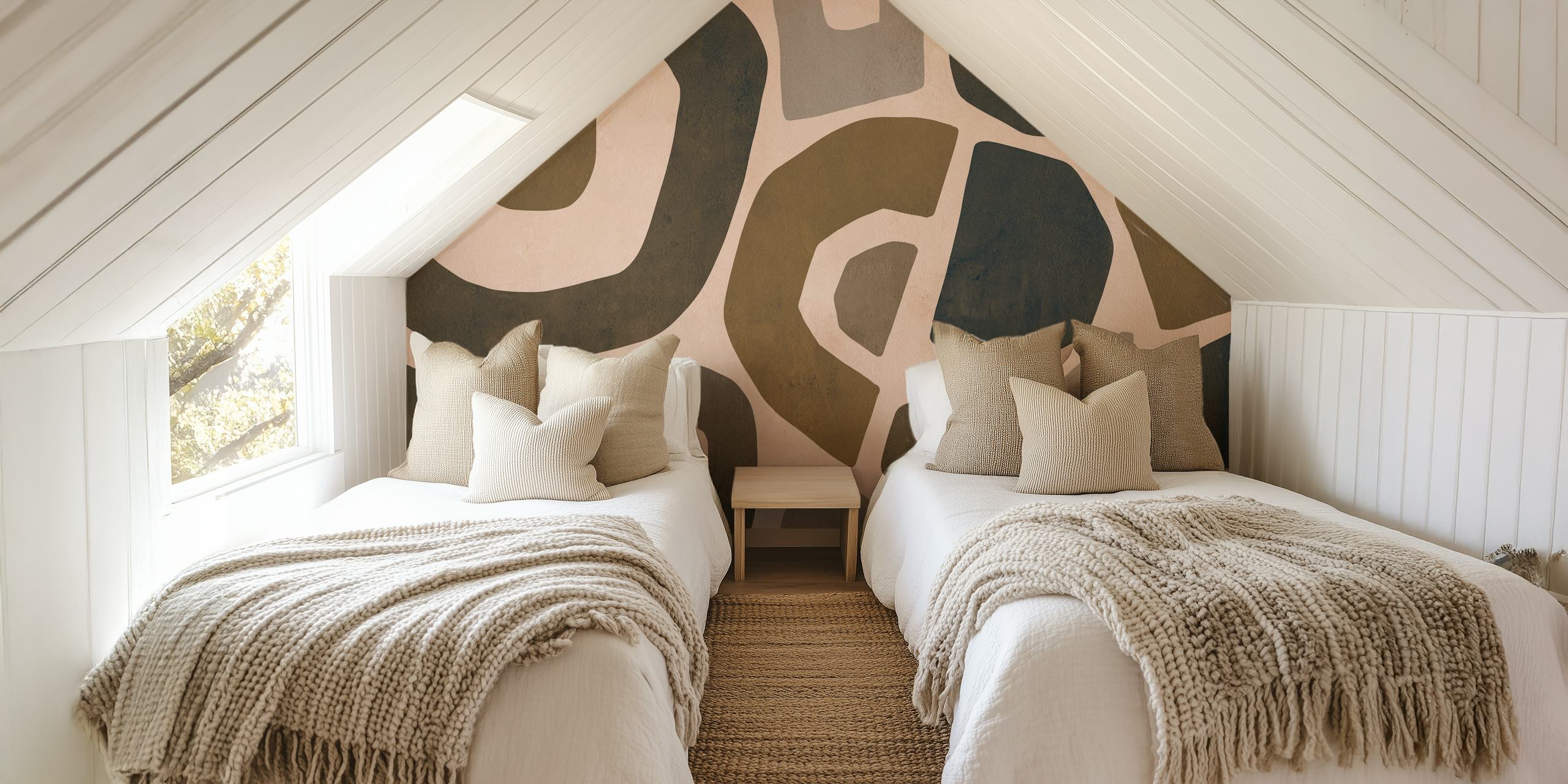 Abstracte vormen in bruin en beige kleuren wallpaper