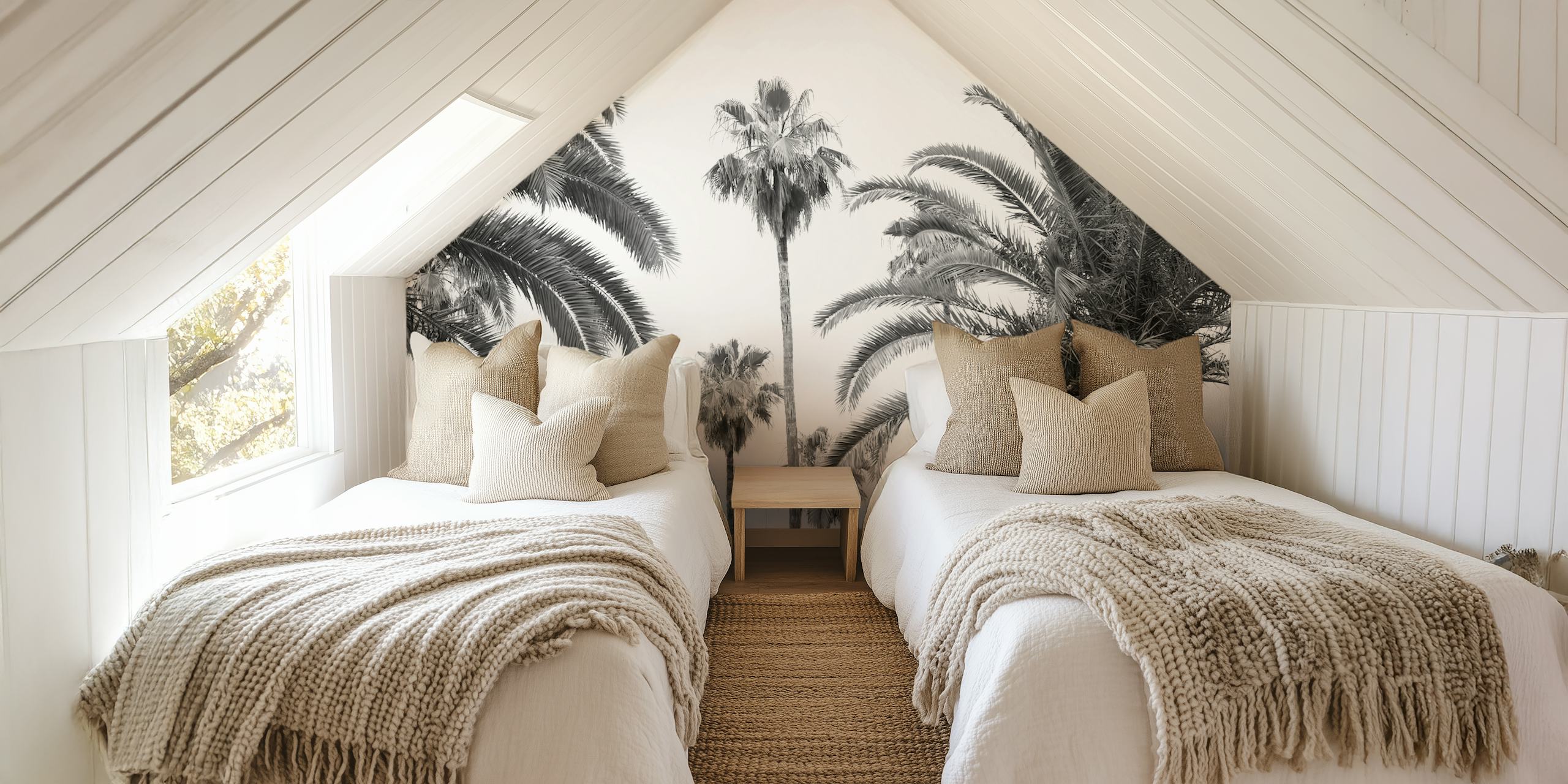 Palm trees in black and white wallpaper design