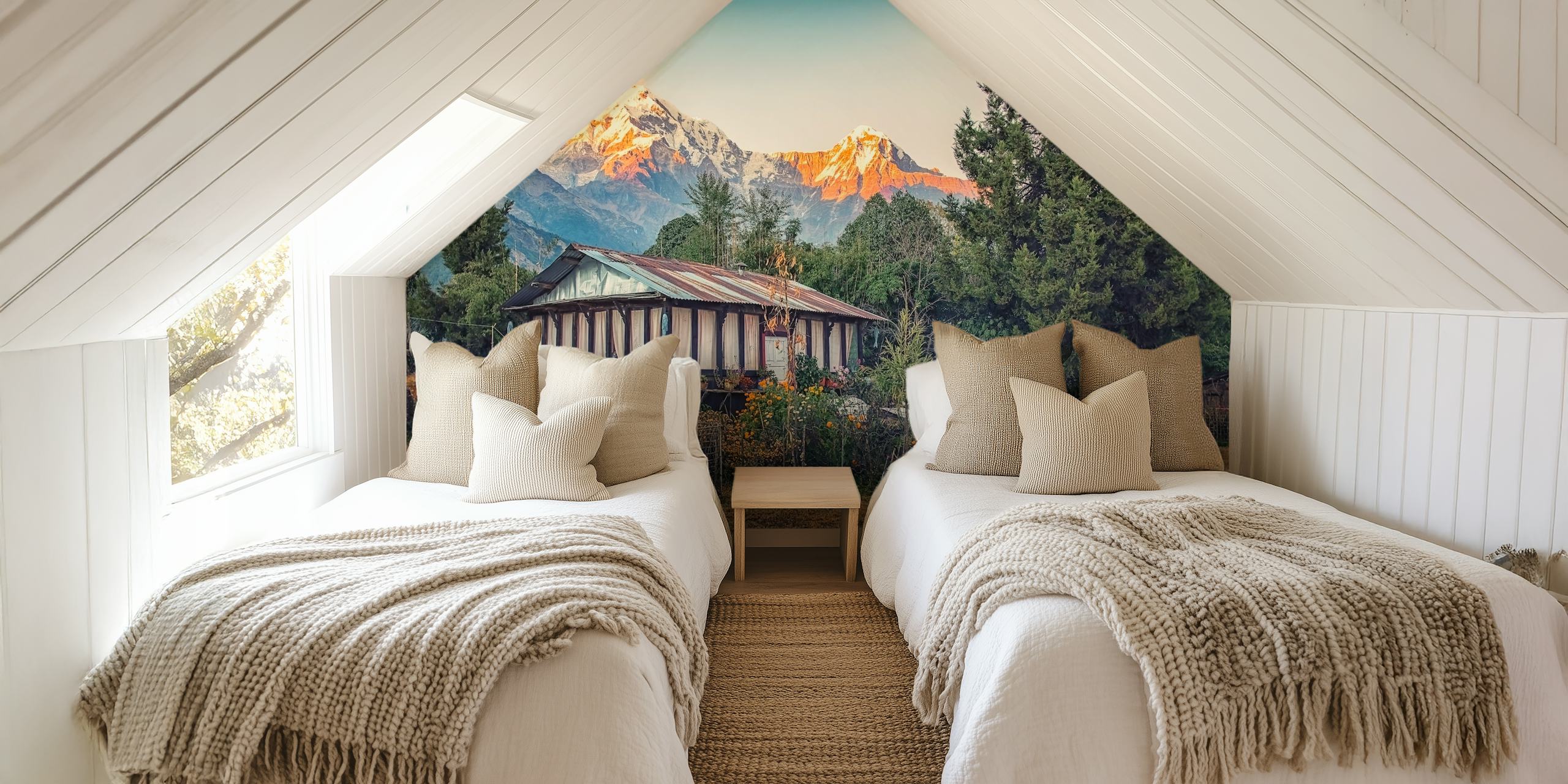 Little Paradise behang in een kamersetting