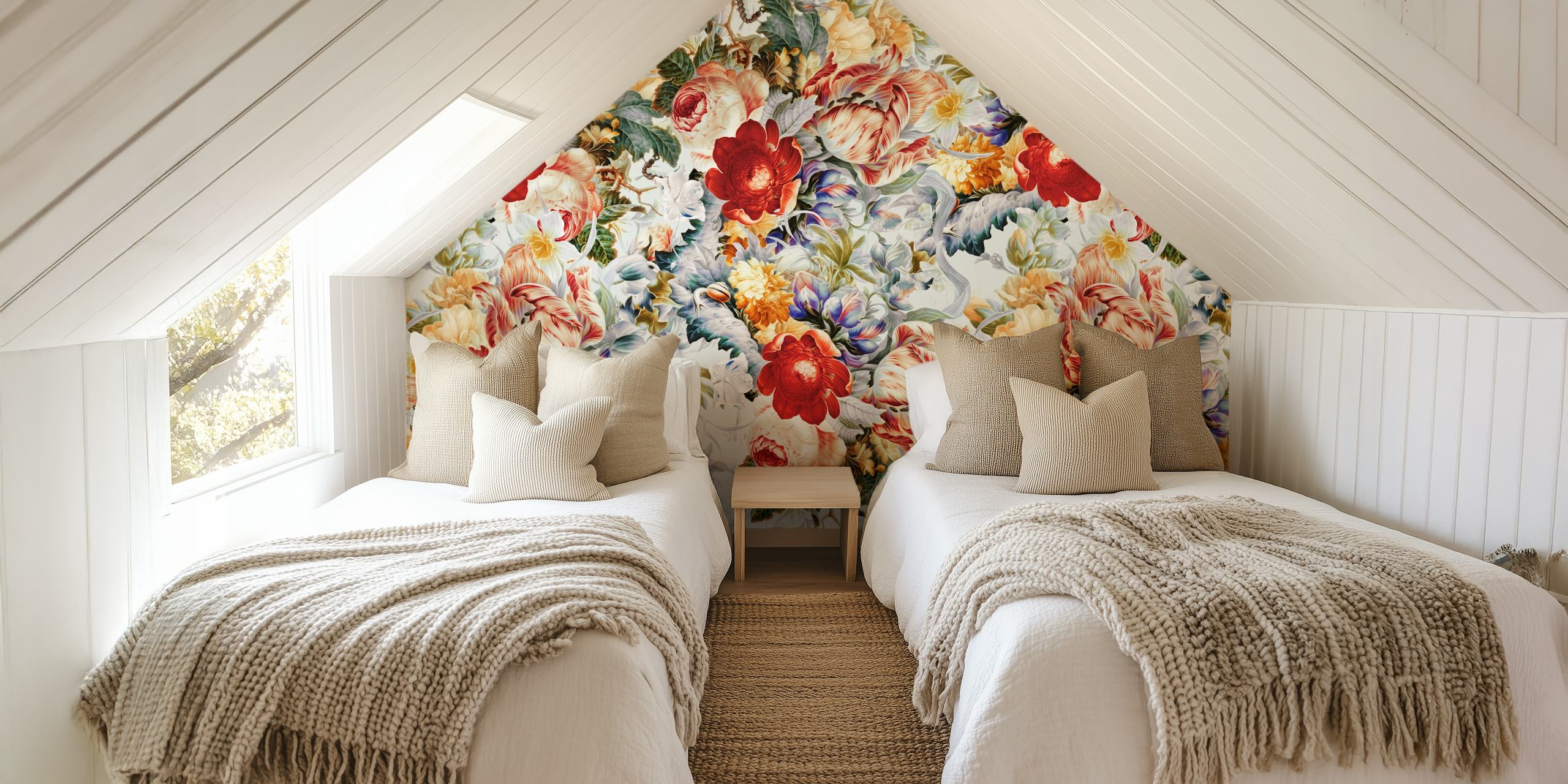 Tapeta Glowing Florals v zařízené místnosti