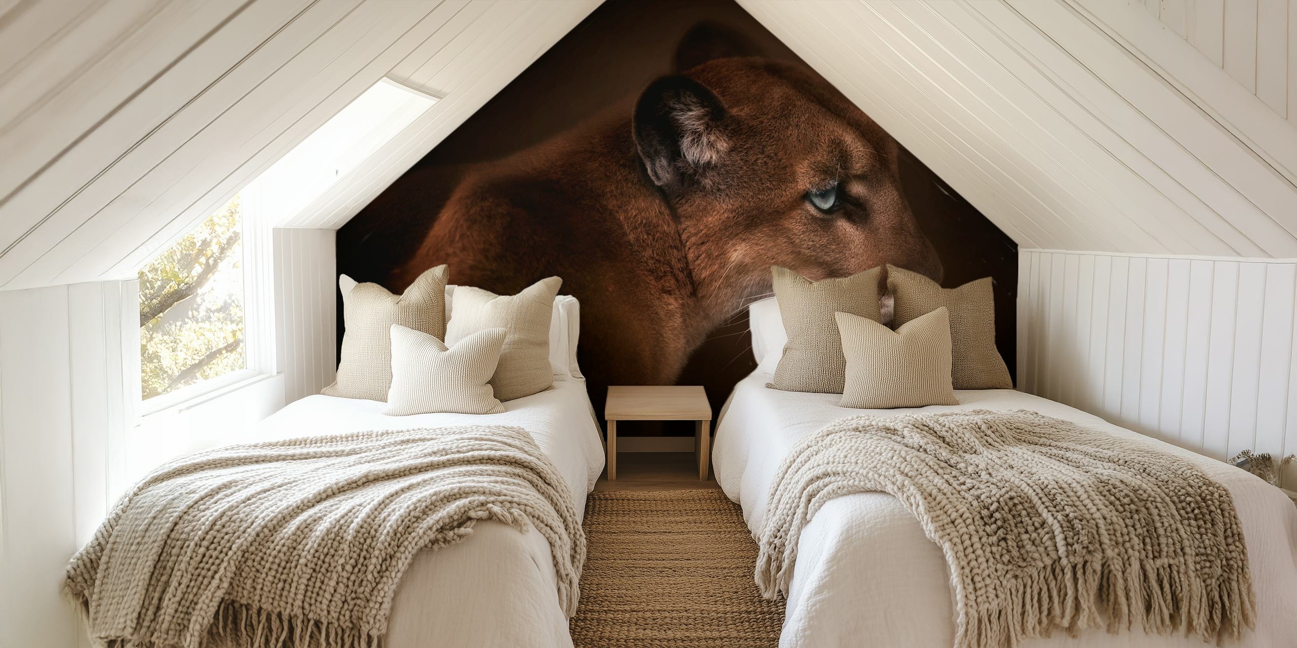 Puma profile with dark brown tones and sharp features wallpaper