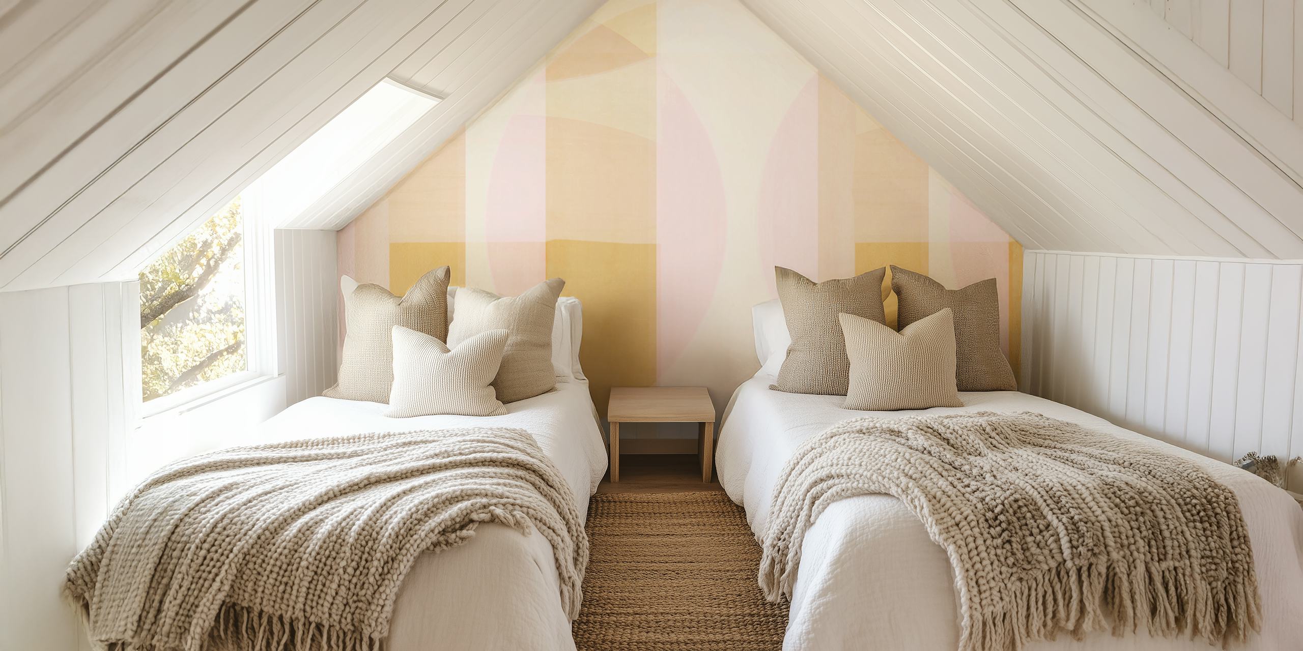 Geometric patterns in soft pink and yellow shades wallpaper