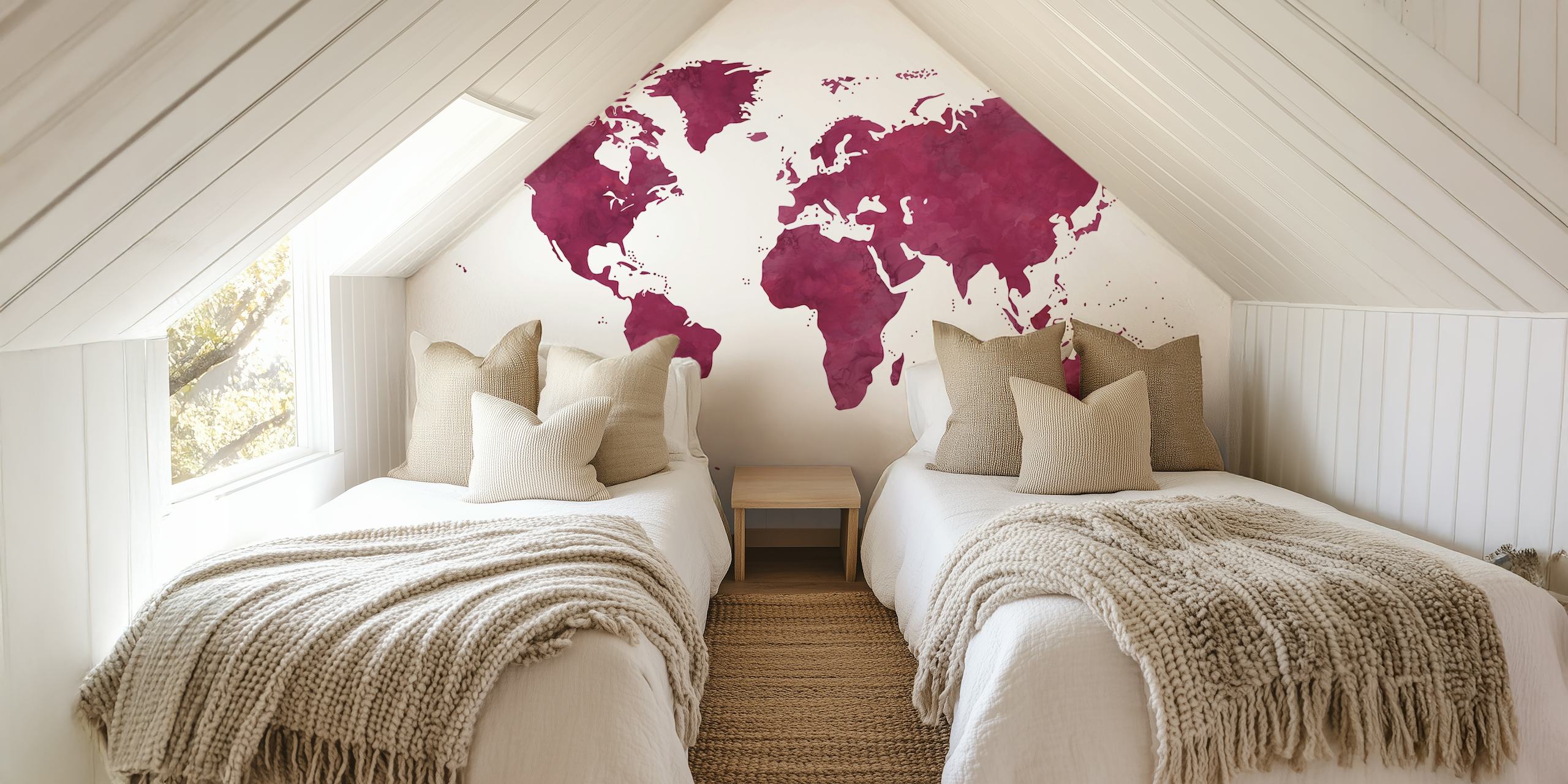 Βαφή τοίχου παγκόσμιος χάρτης μωβ