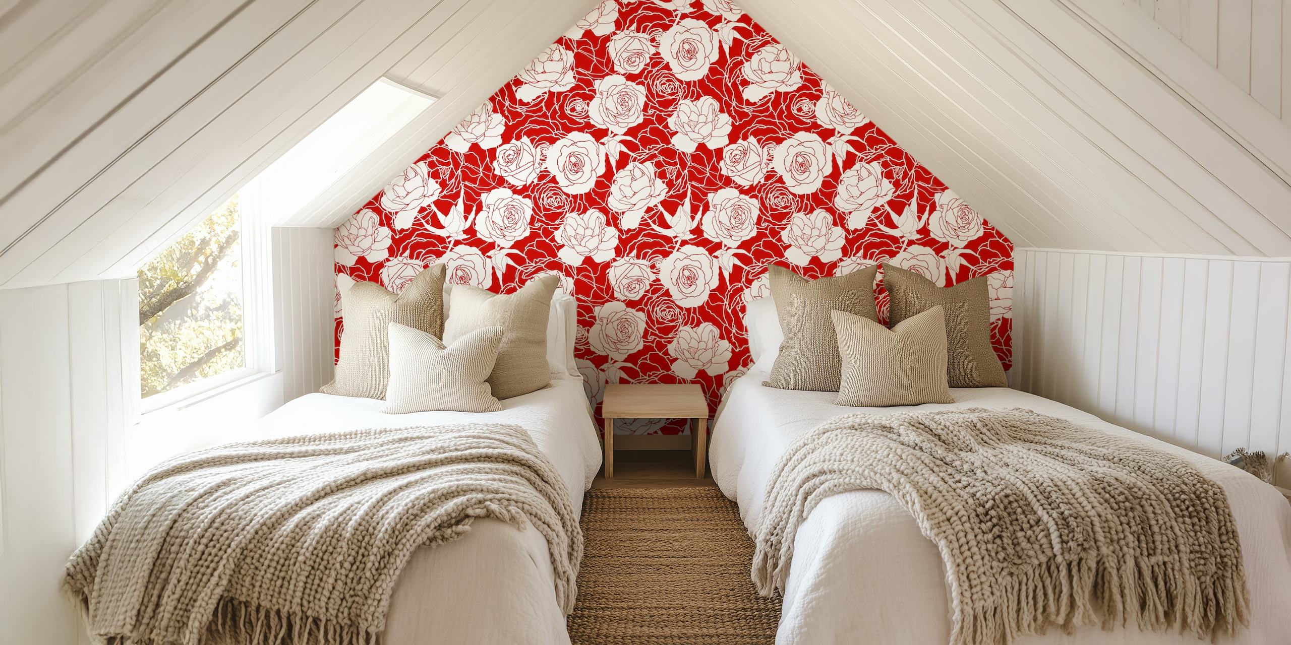 Seamless Roses 4 wallpaper in een kamer