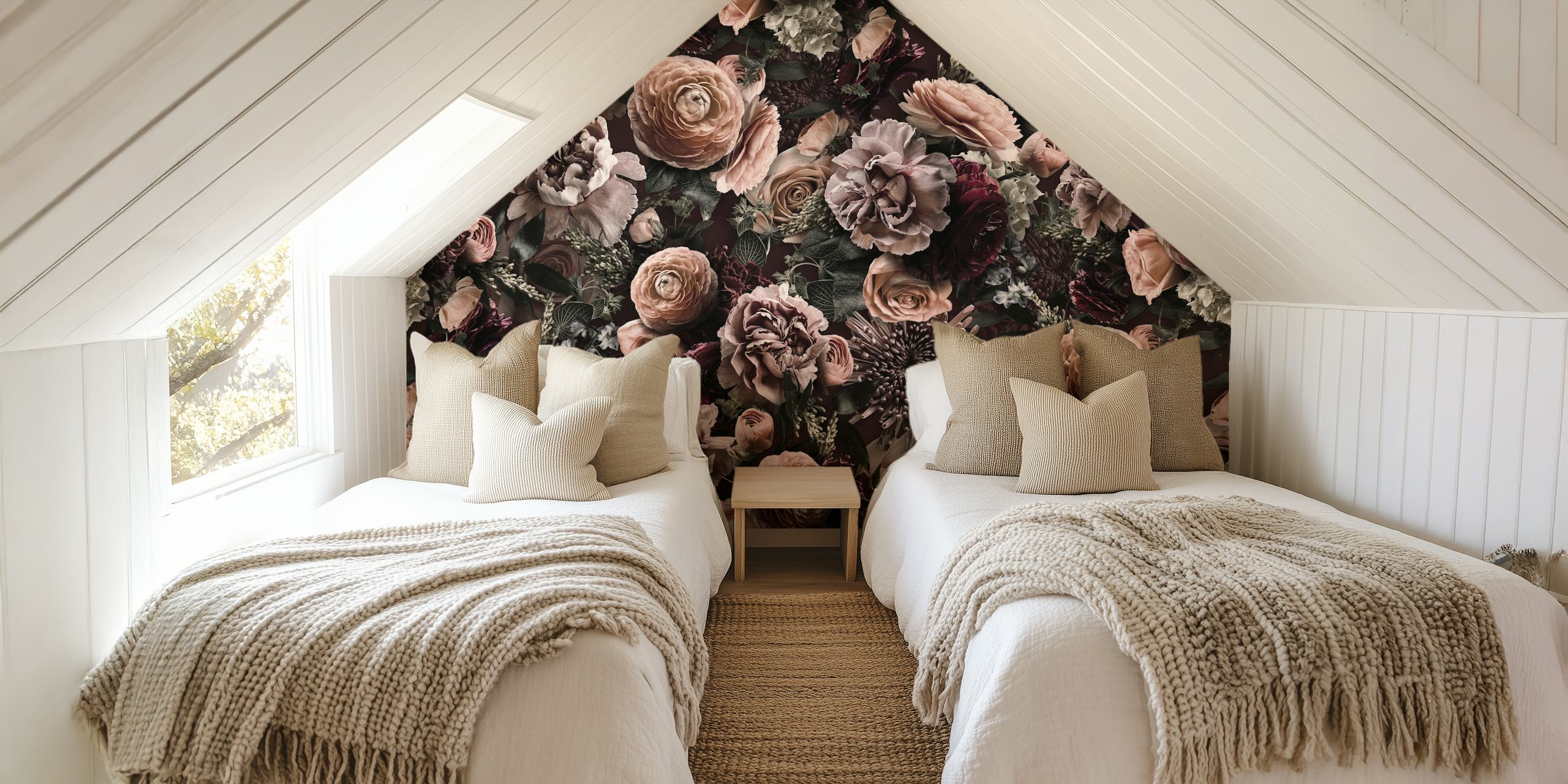 Baroque floral wallpaper design in a room