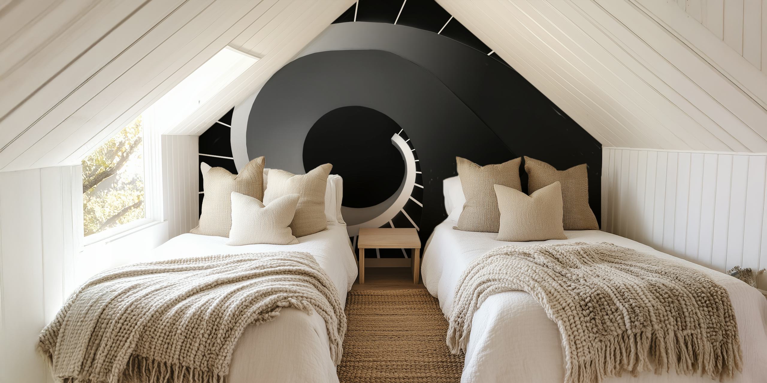 Design de papel de parede espiral elegante em um quarto