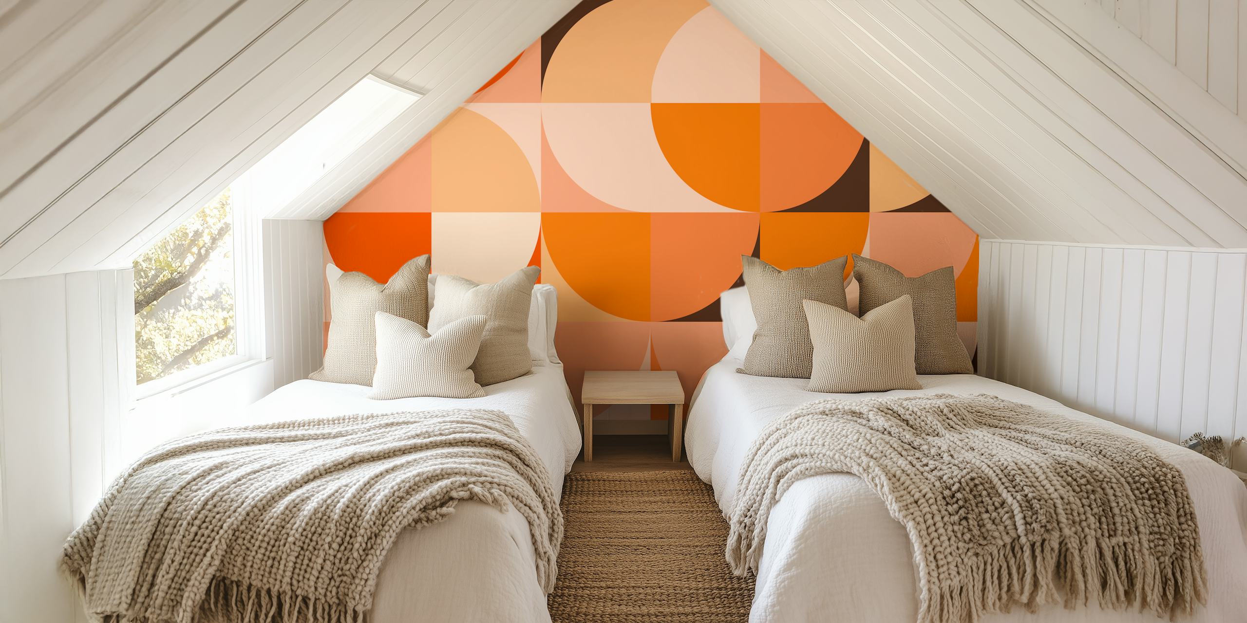 Geometric patterns in orange and peach tones wallpaper