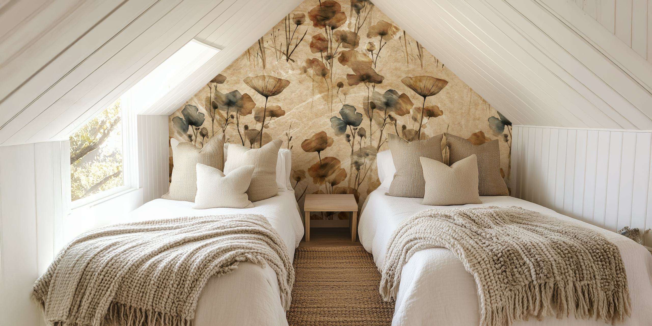 Muted Autumn Dry Flowers tapetti huoneessa