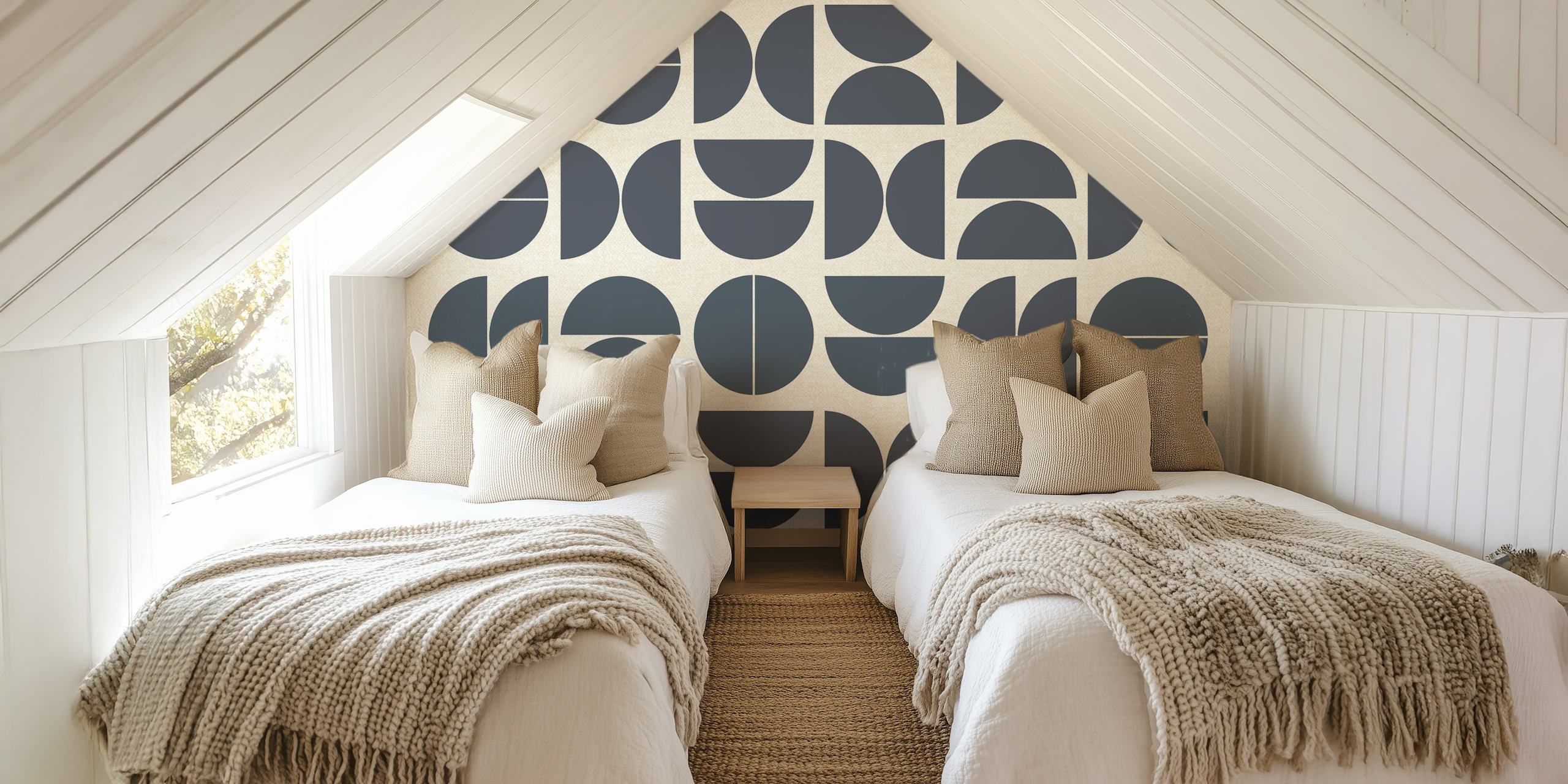 Slate Gray Bauhaus wallpaper design in a room