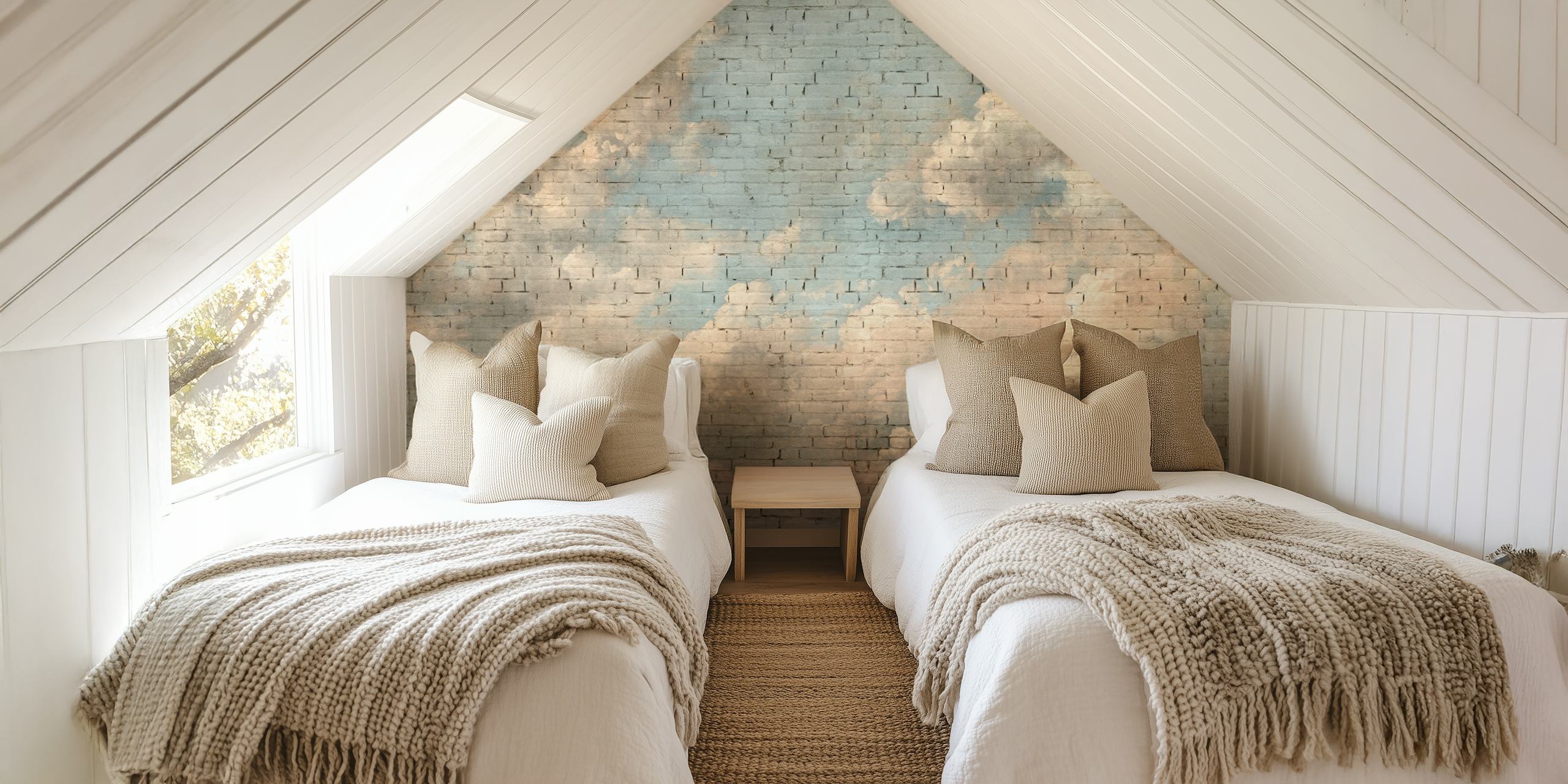 Bricks wall behang met klassiek clouds ontwerp
