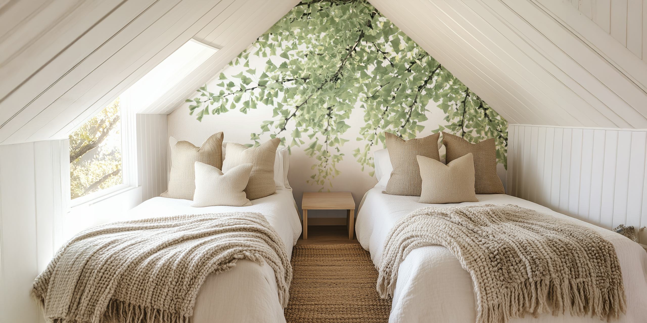 Papel pintado de Ginkgo leaves en un entorno de habitación