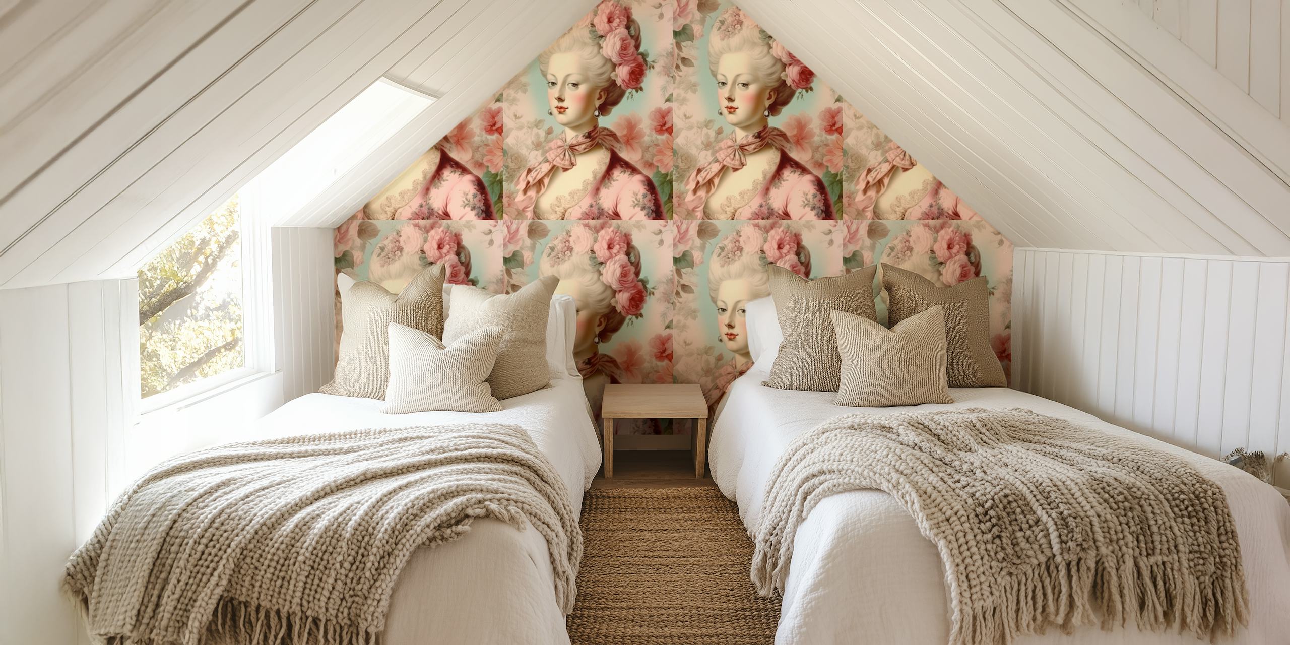 Marie-Antoinette papier peint portrait dans une pièce