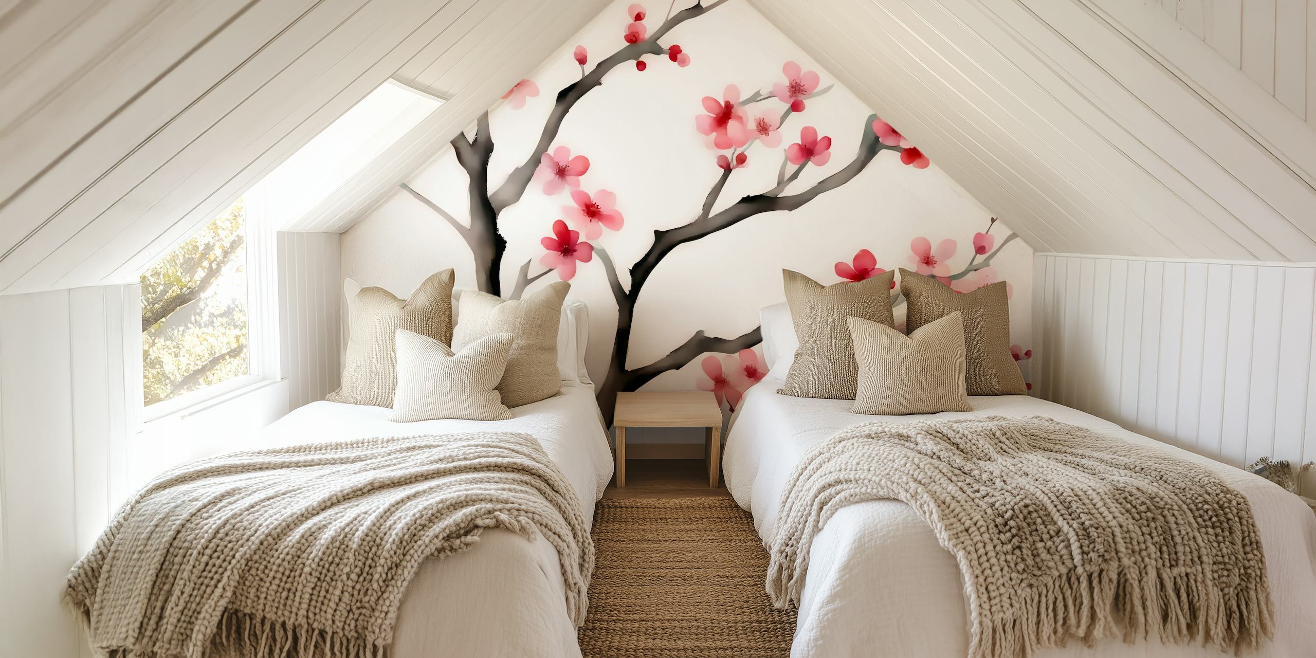 Japanese Sakura Tree Blossom Branches wallpaper in a room