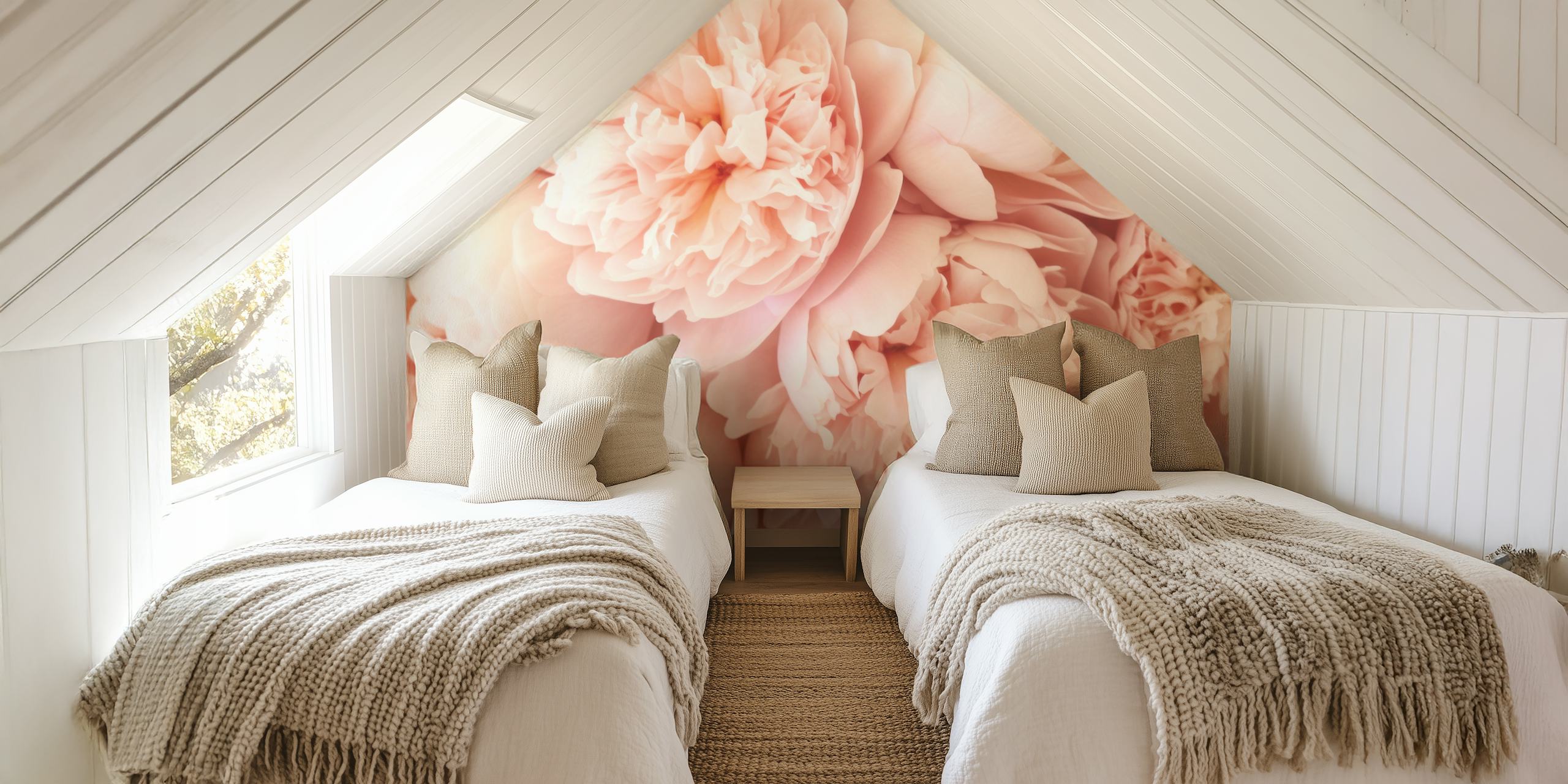 Bold Lush Baroque Summer Peonies tapet i ett rum