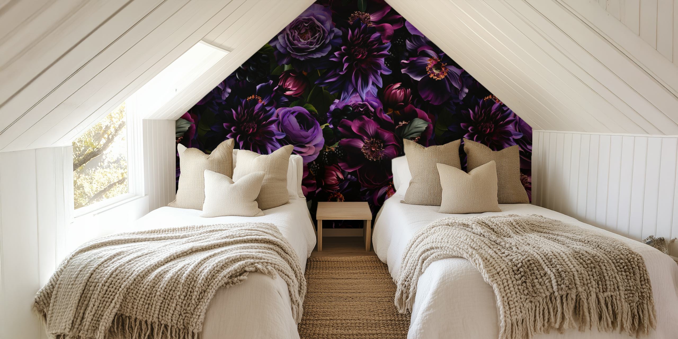 Baroque Maximalist Midnight Flower Garden wallpaper design