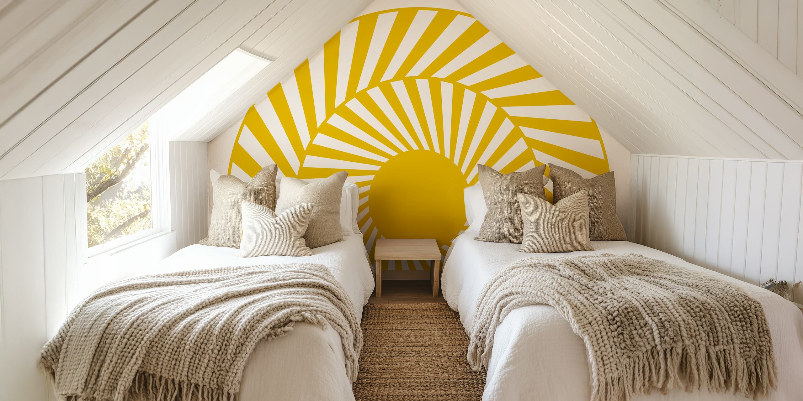 Yellow geometric spiral pattern wallpaper