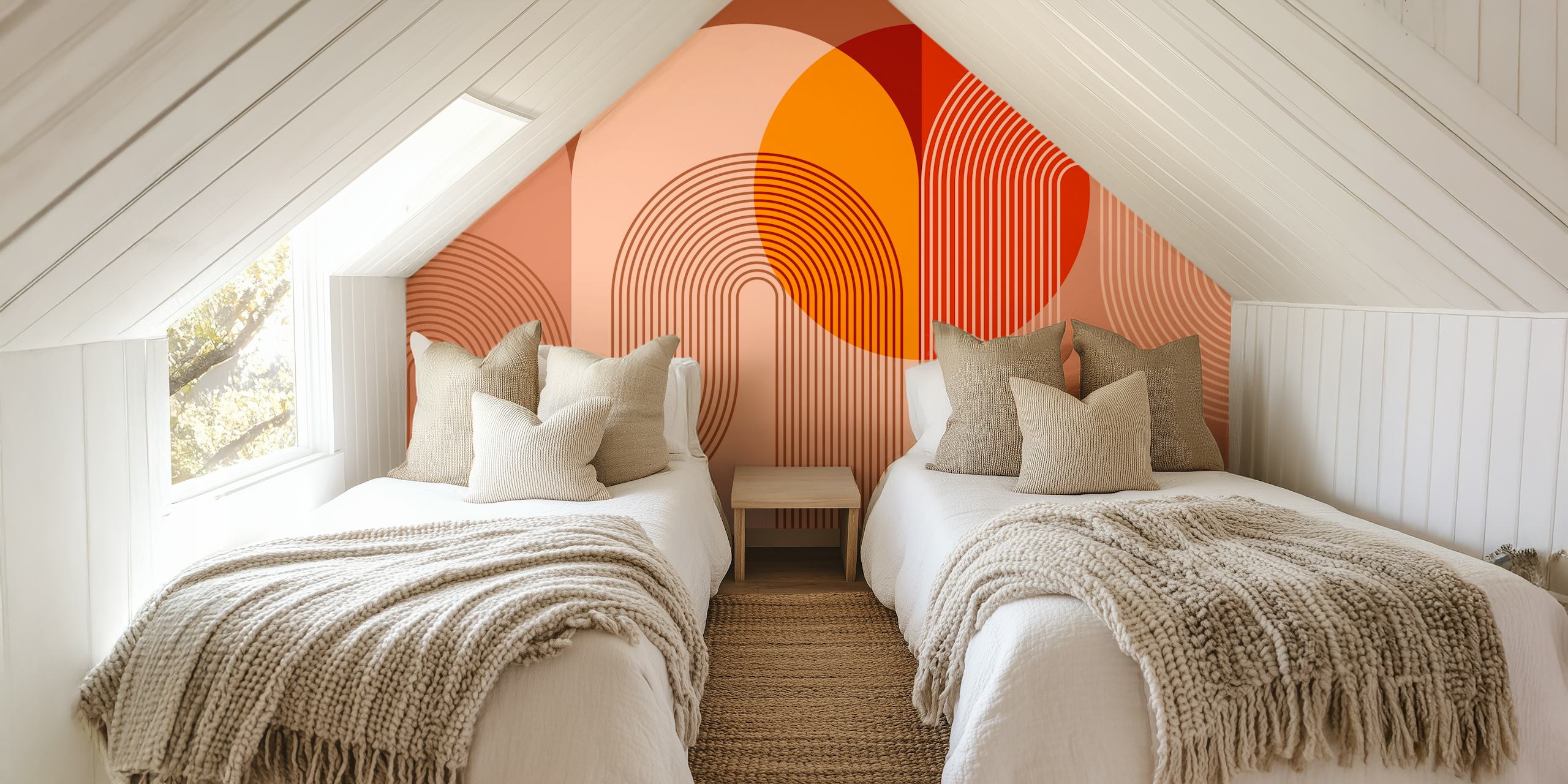 Mid Century Modern Sunset wallpaper in room