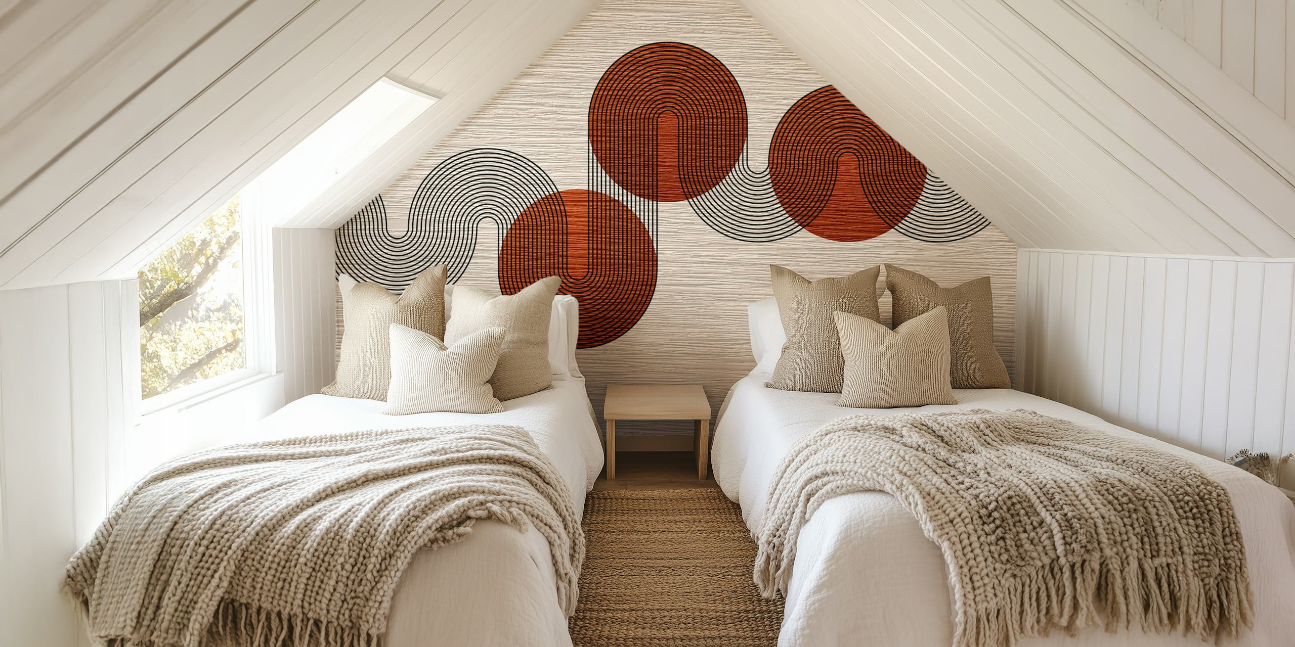 Ταπετσαρία Curvy Copper Bauhaus σε ένα δωμάτιο