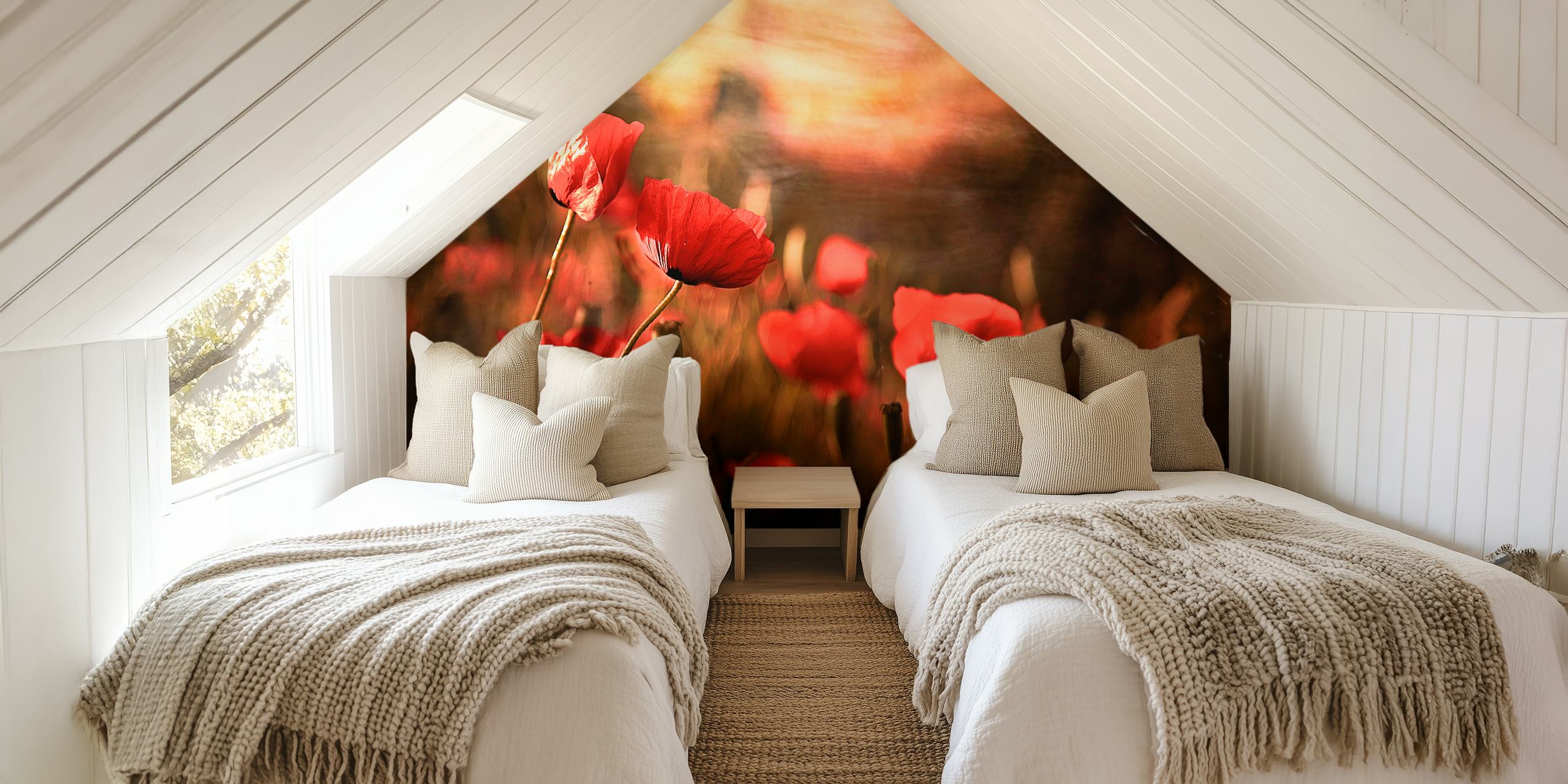 Red flowers in a garden with soft background wallpaper