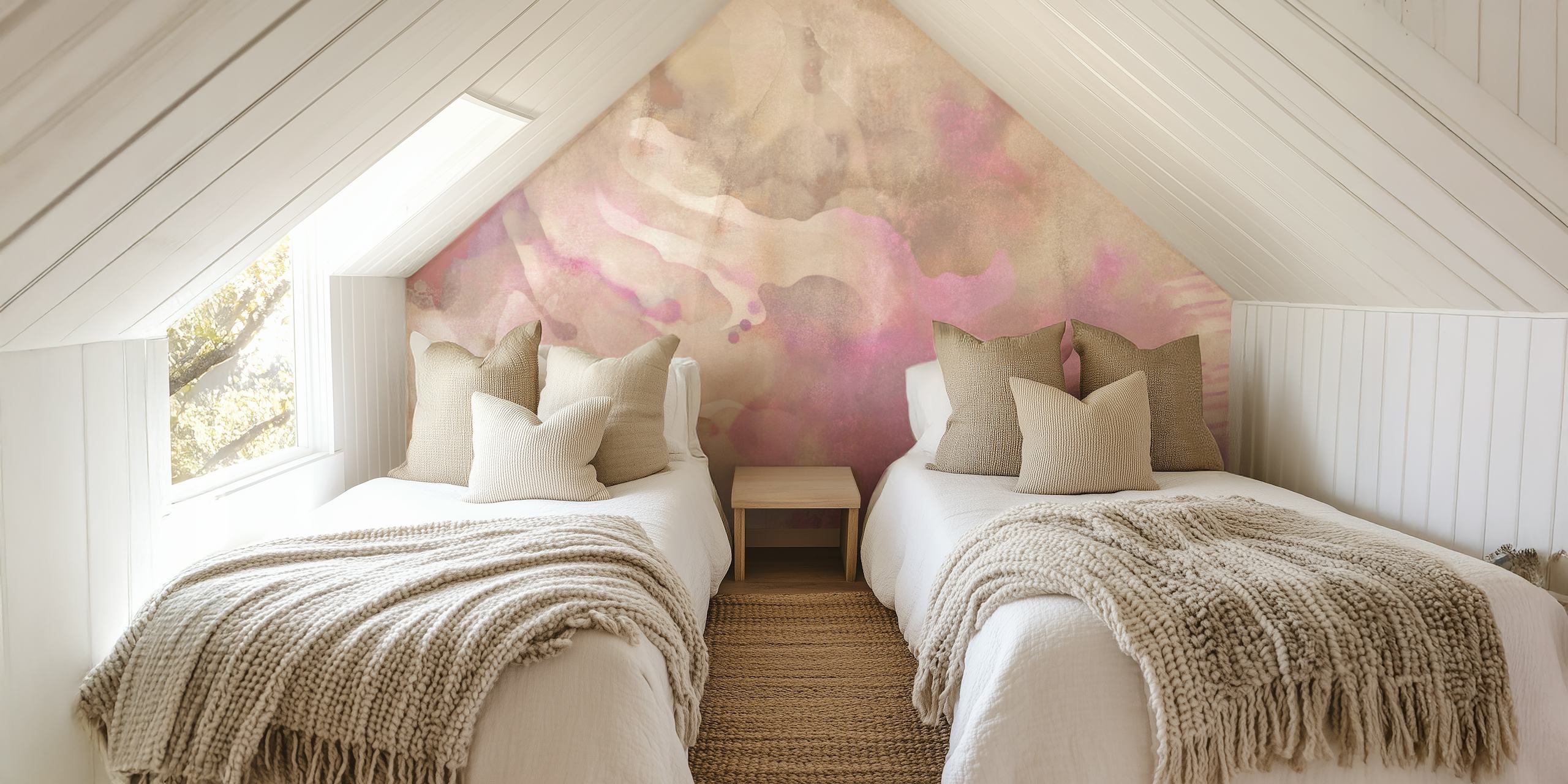 Abstract watercolor design with pink and beige tones wallpaper