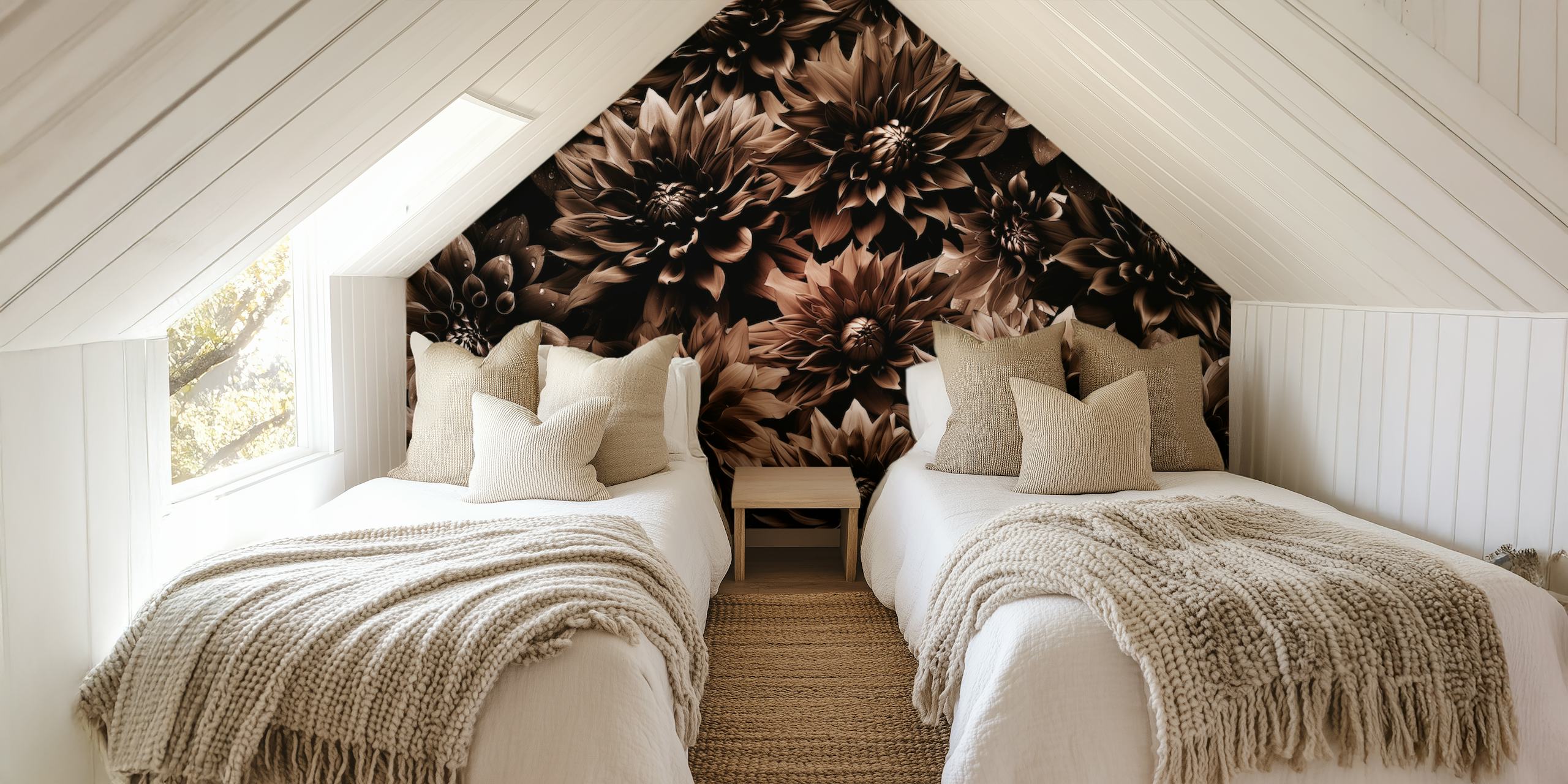 Brown Mystic Gothic Flower σχέδιο ταπετσαρίας