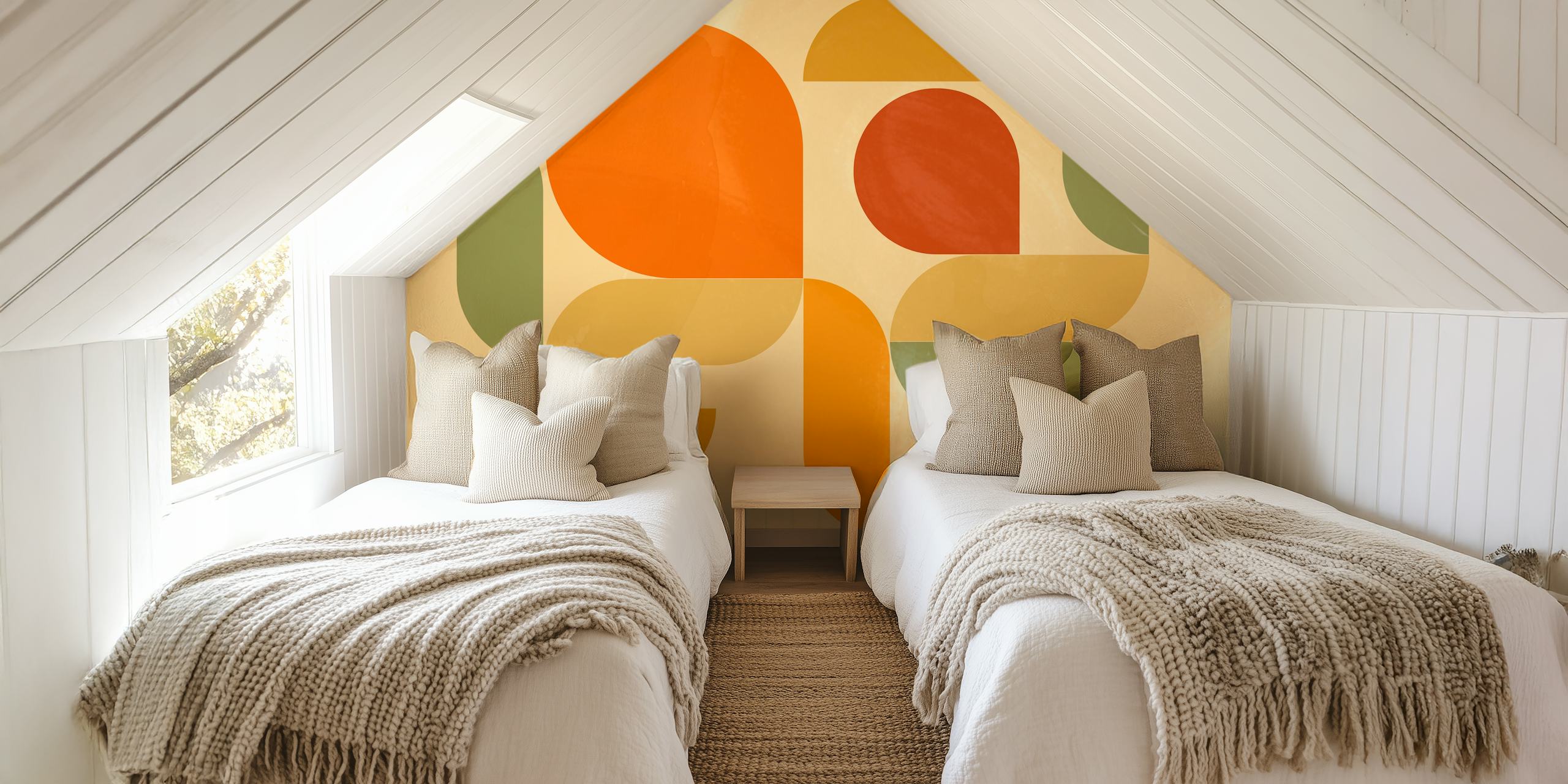 Papel pintado Bold Sunset Shapes en una habitación