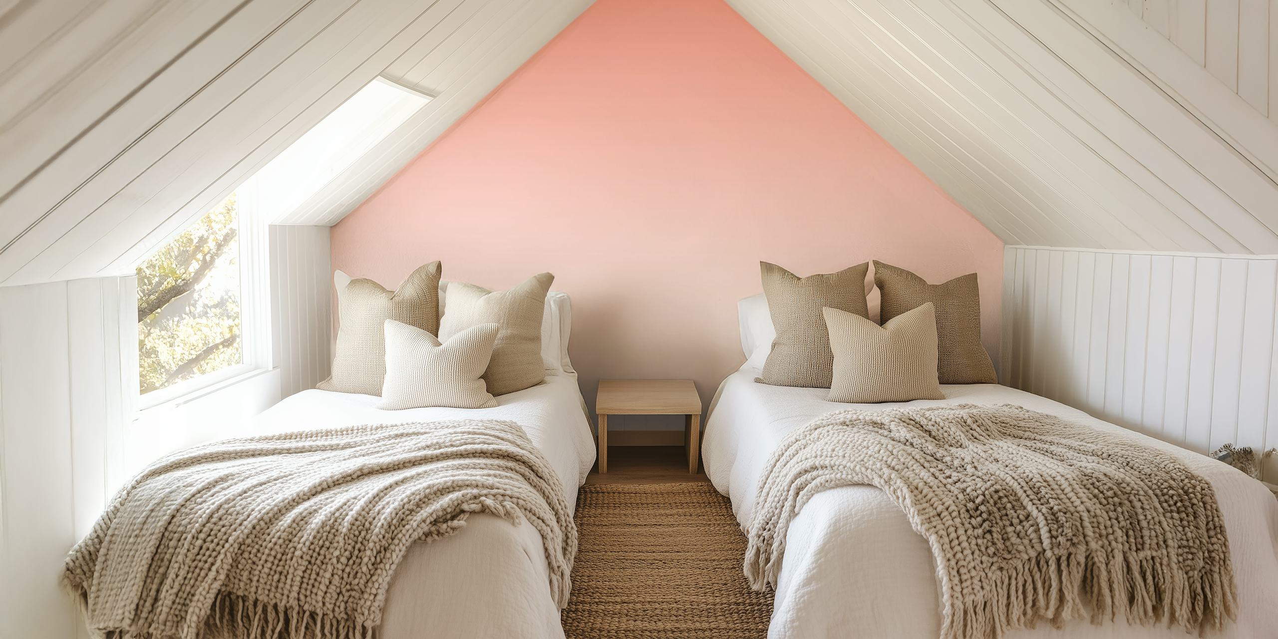 Coral gradient fade wallpaper in soft pink and white.