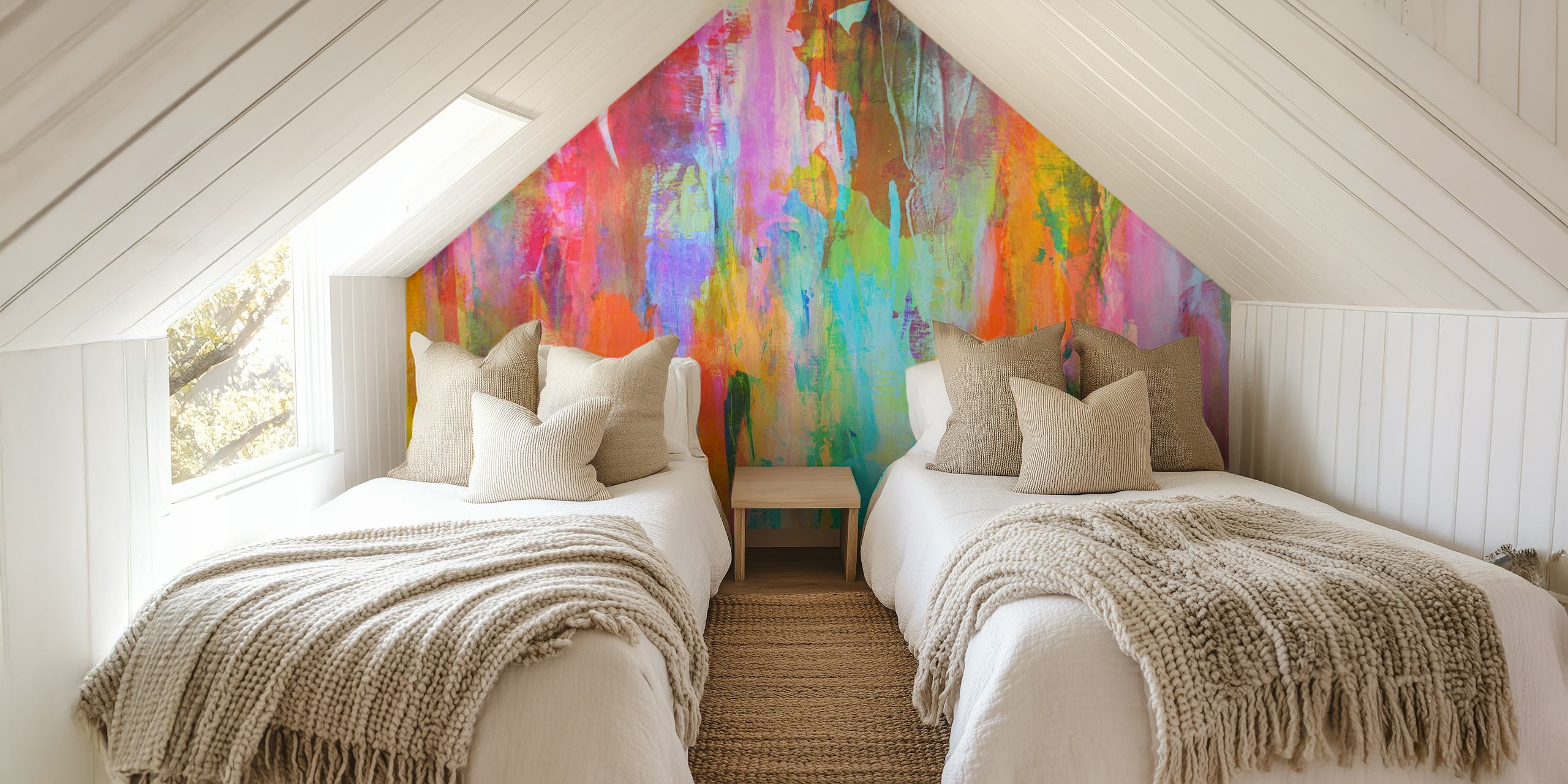 Ταπετσαρία Colorful Brushstrokes σε ένα δωμάτιο