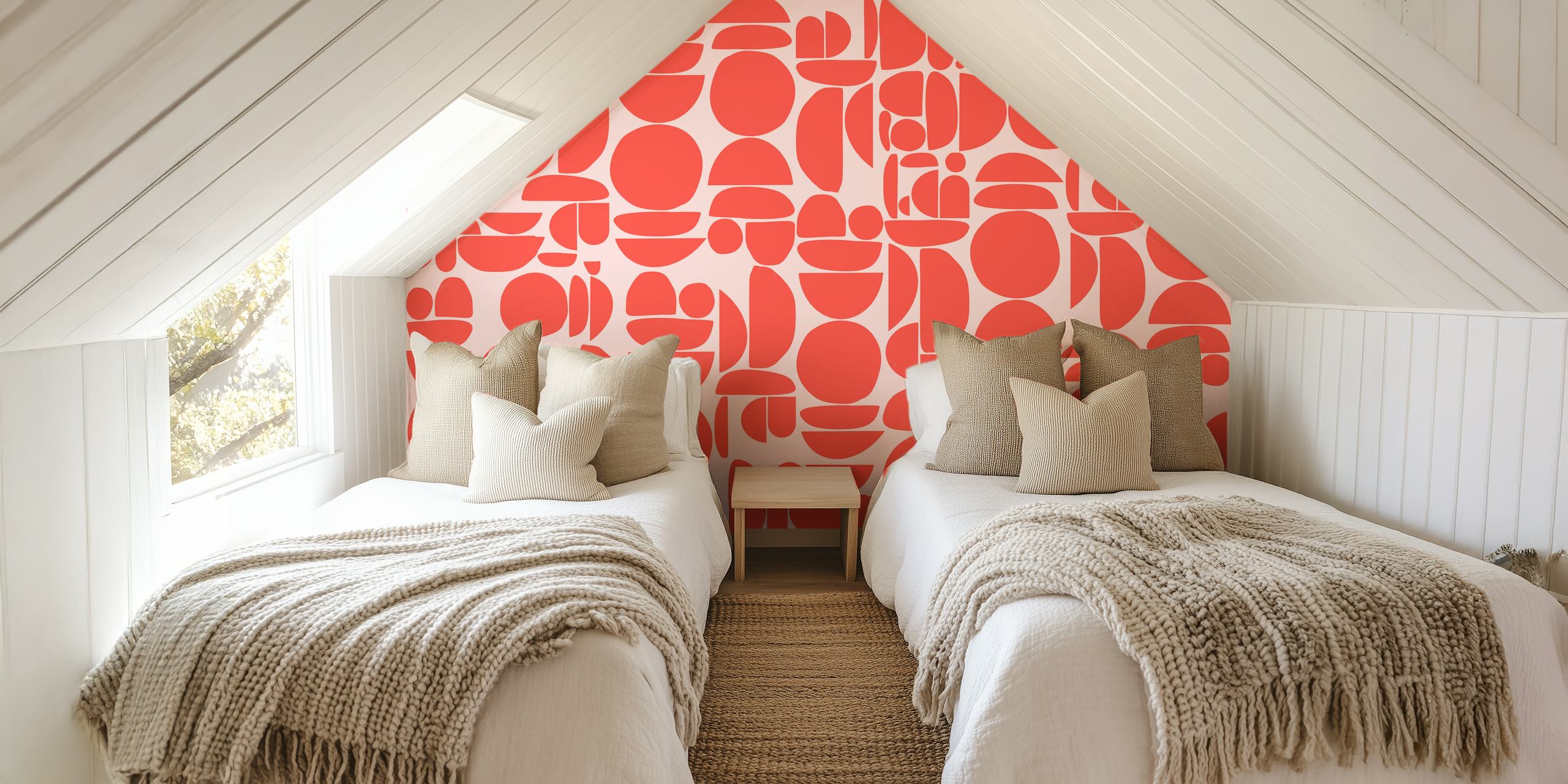 Red Cutout Rounds tapet i et rom