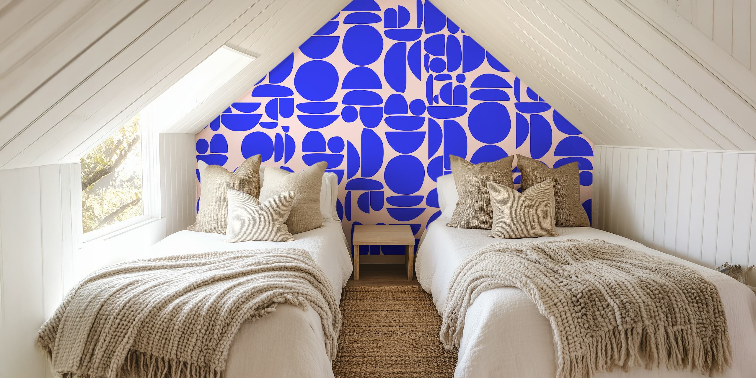 Tapeta Blue Cutout Rounds w pokoju