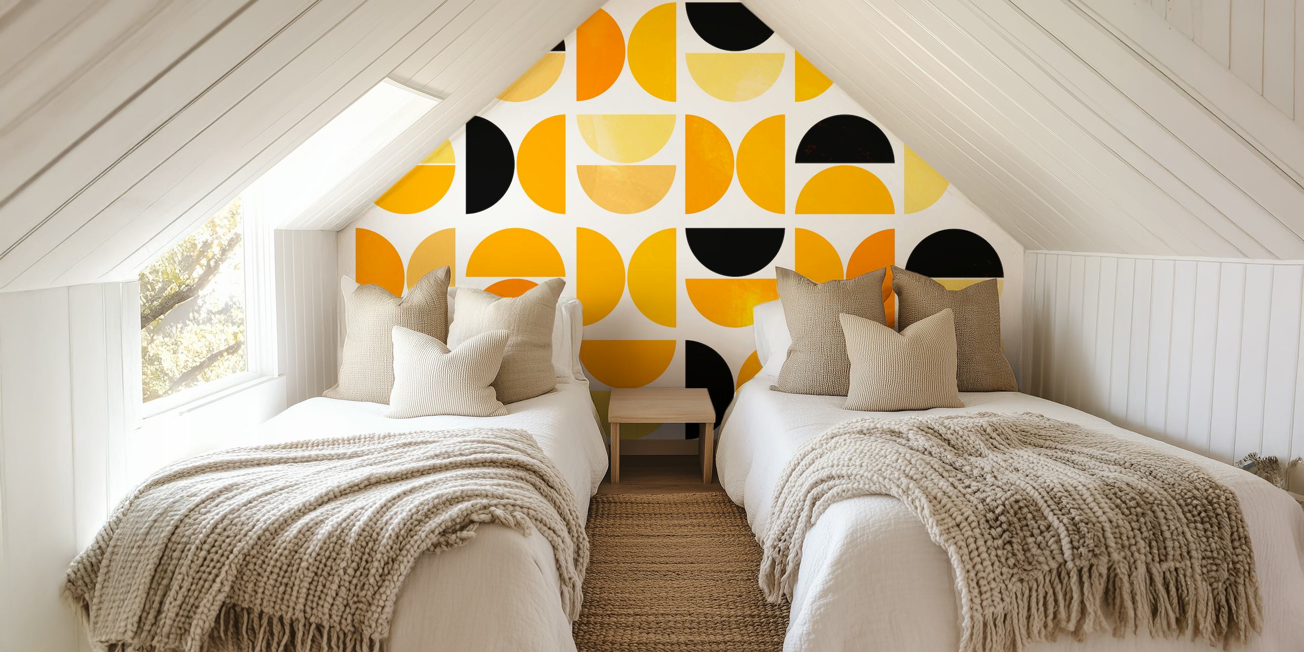 Tapeta Happy Mustard Bauhaus v pokoji