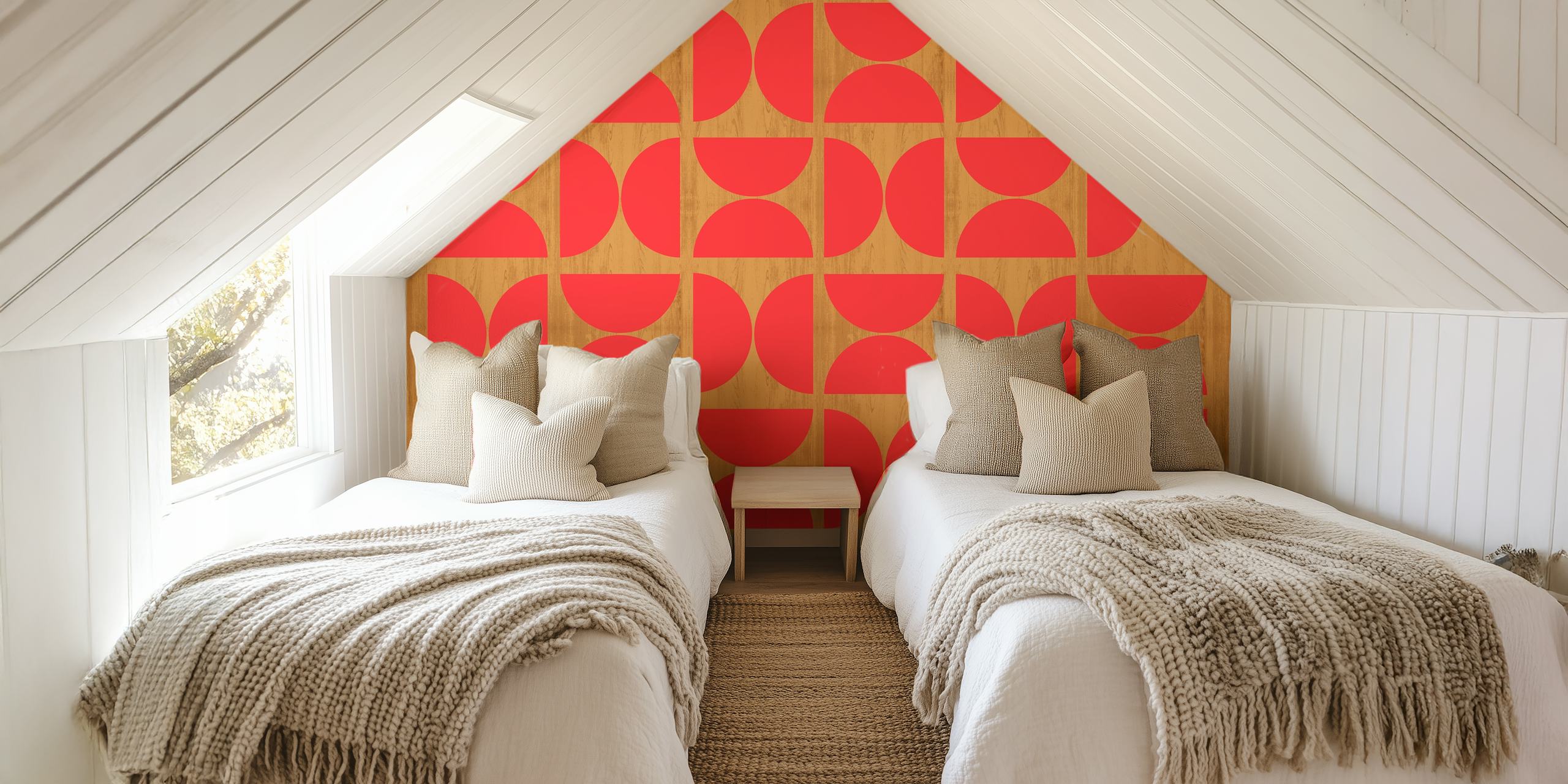 Diseño de papel pintado Red Bauhaus Wood
