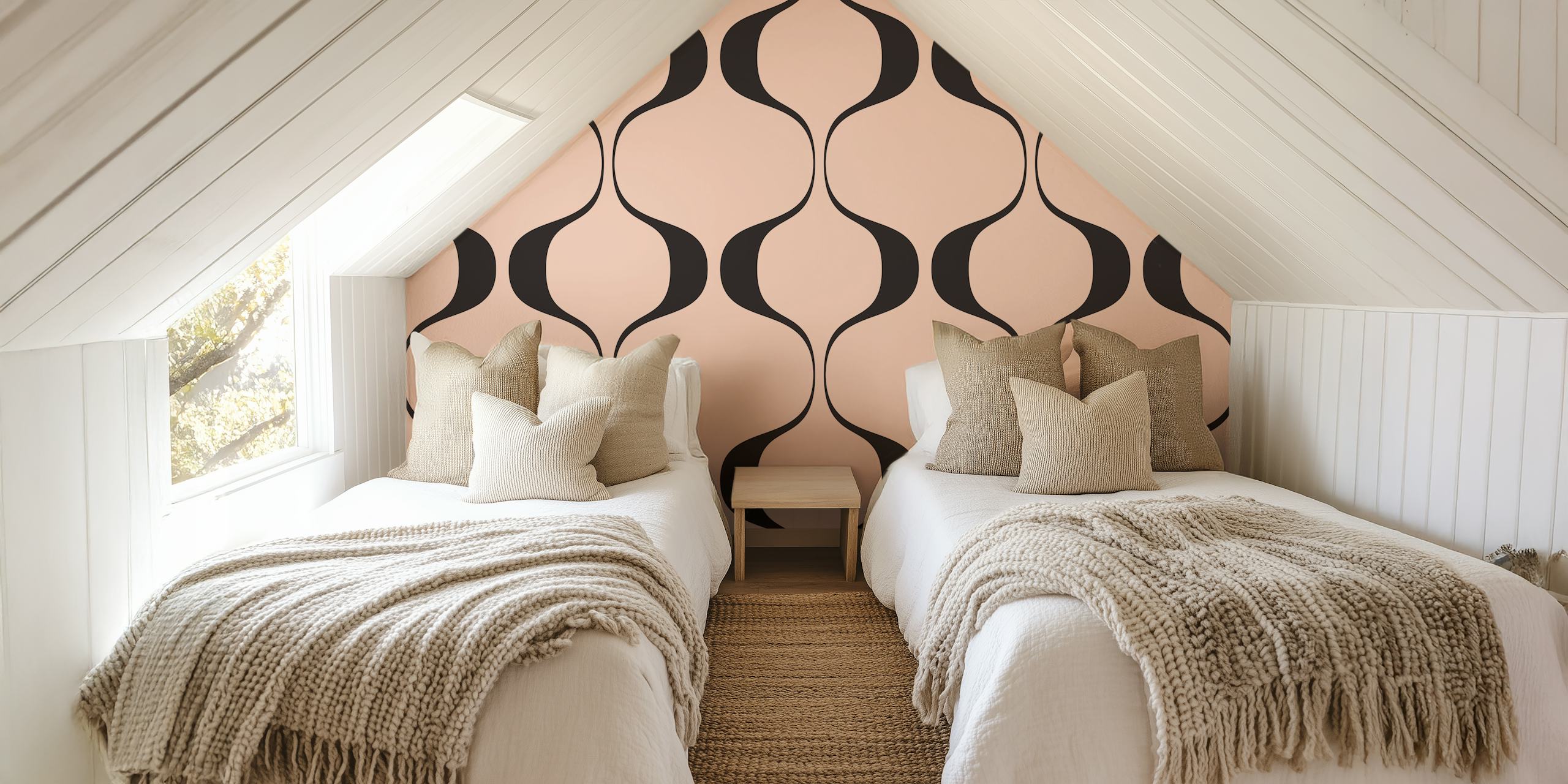 Muted Retro Abstract Geo Wave wallpaper design