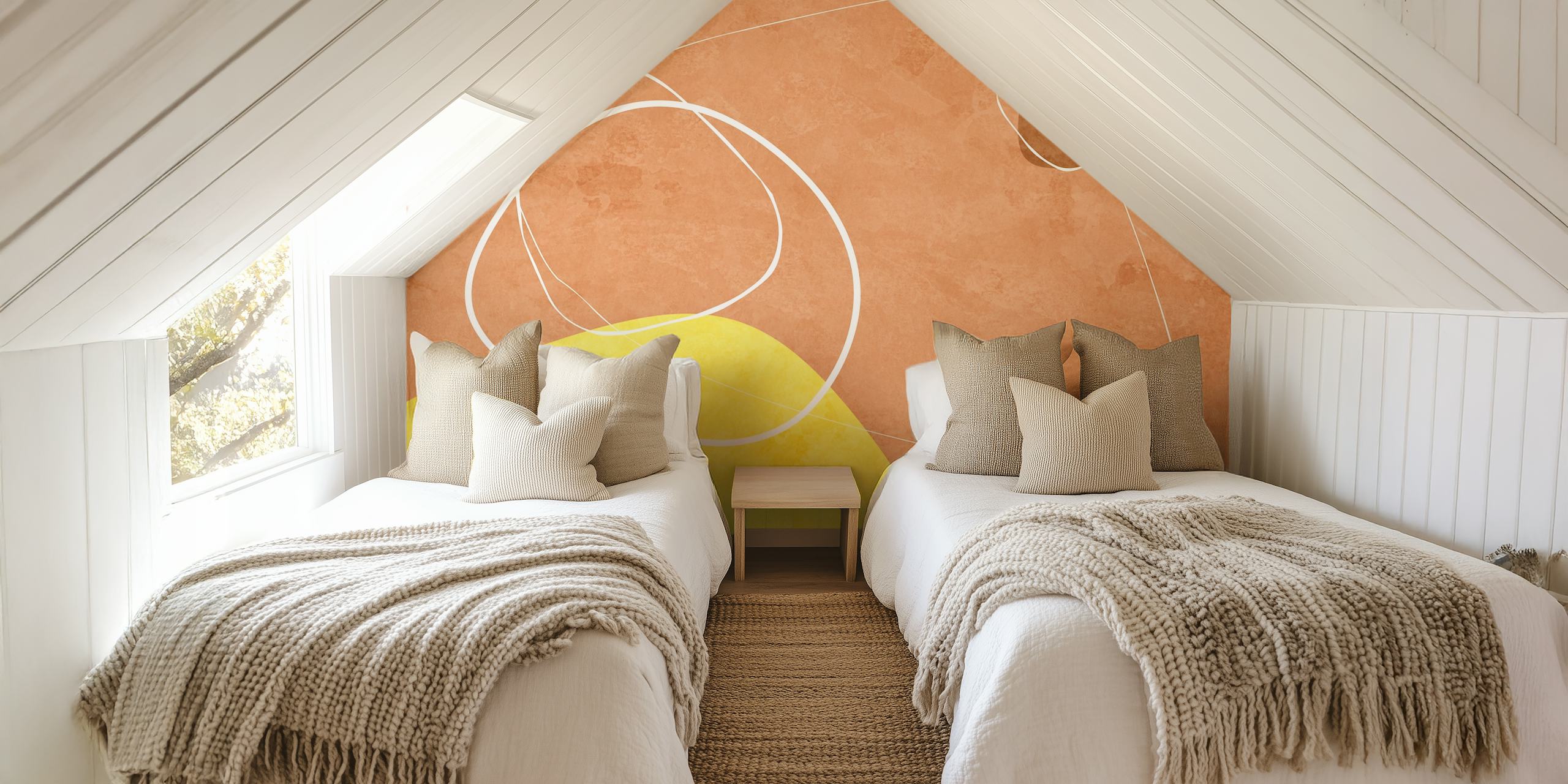 November Sunshine abstracte wallpaper in een kamer