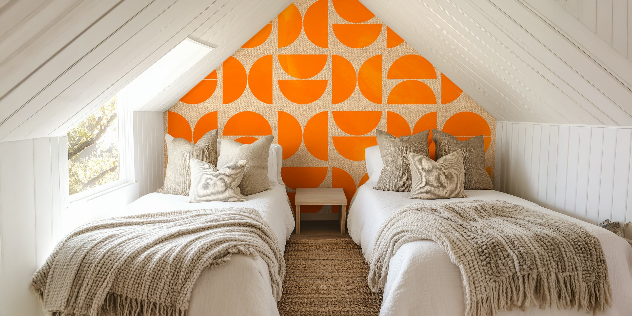 Vivid mid-century wallpaper in een stijlvolle kamer