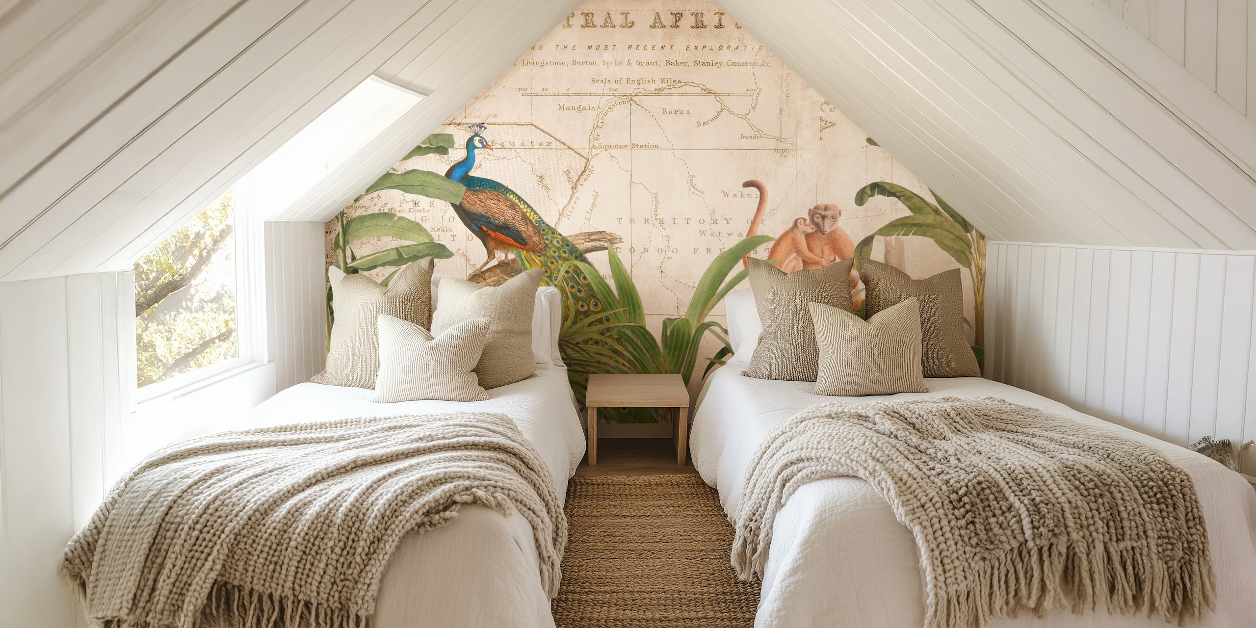 Africa Vintage Wildlife wallpaper in a room