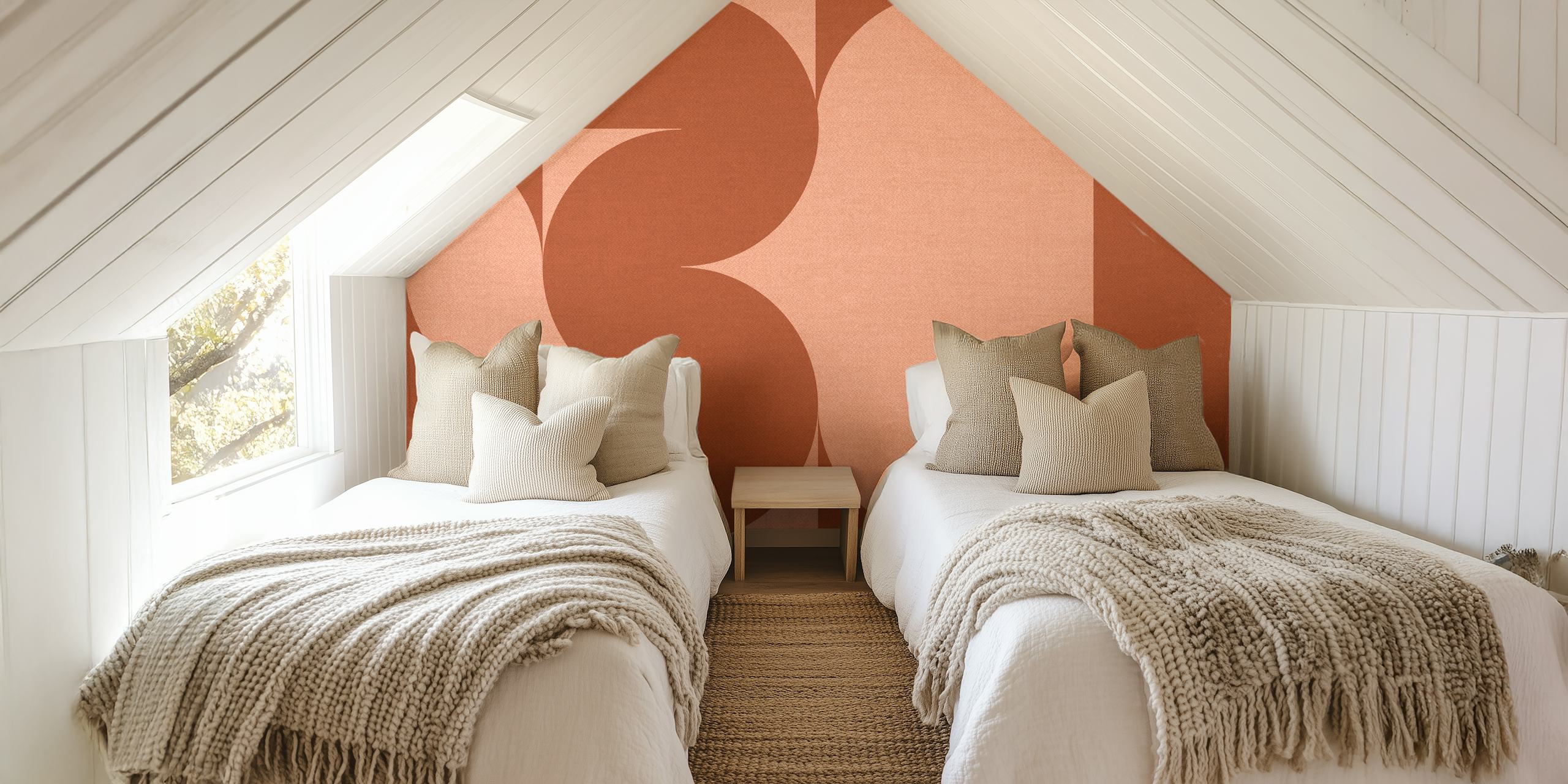 Warm Retro Linen Collage wallpaper in a room