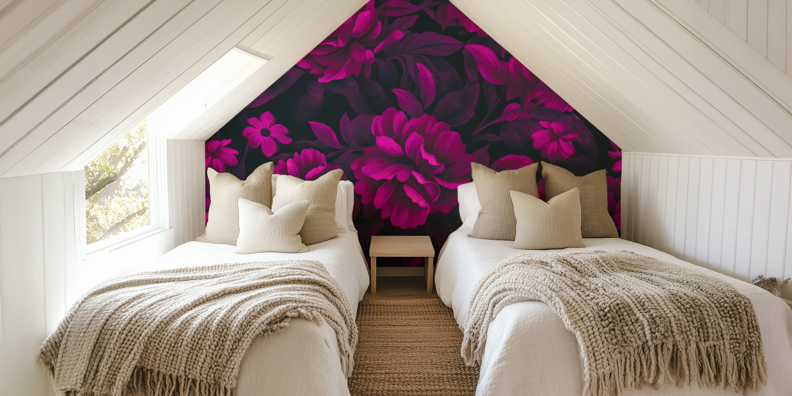 Luxury floral wallpaper with pink flowers